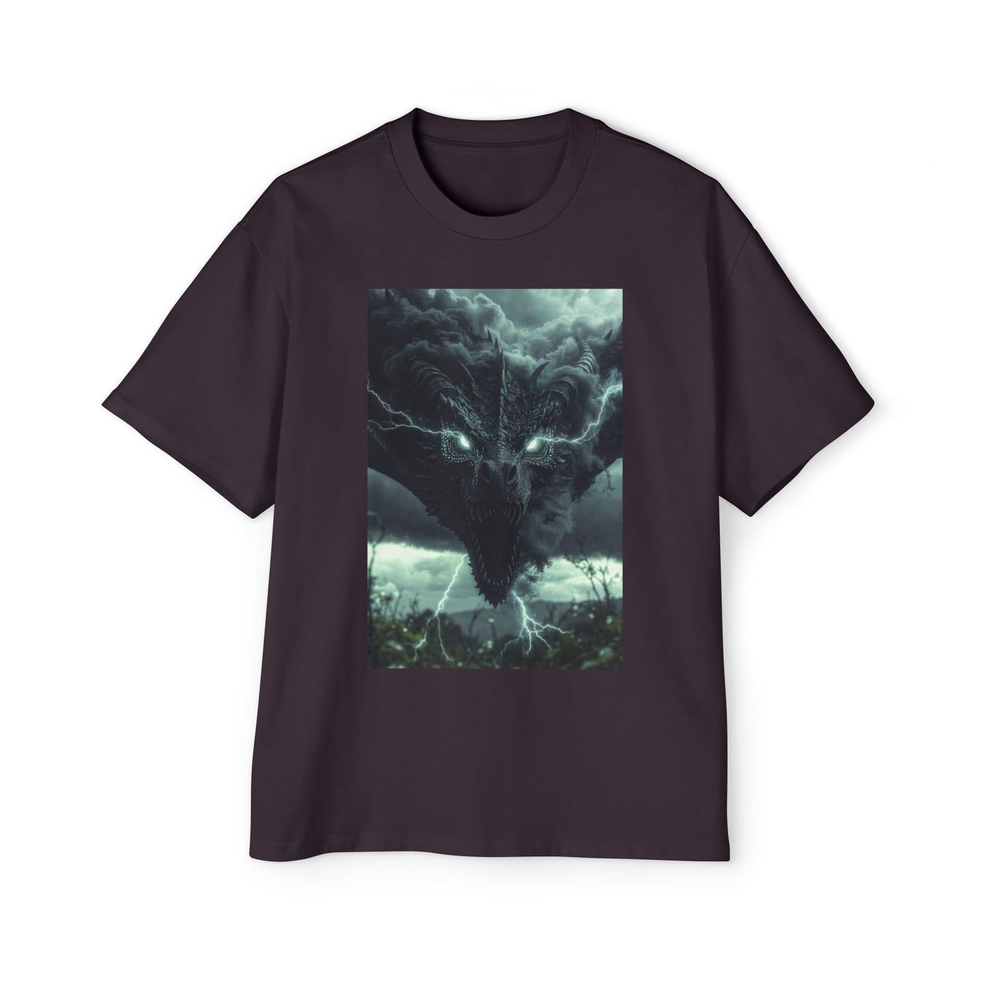Storm Dragon Graphic Tee — Dark Fantasy Oversized Men's T-Shirt