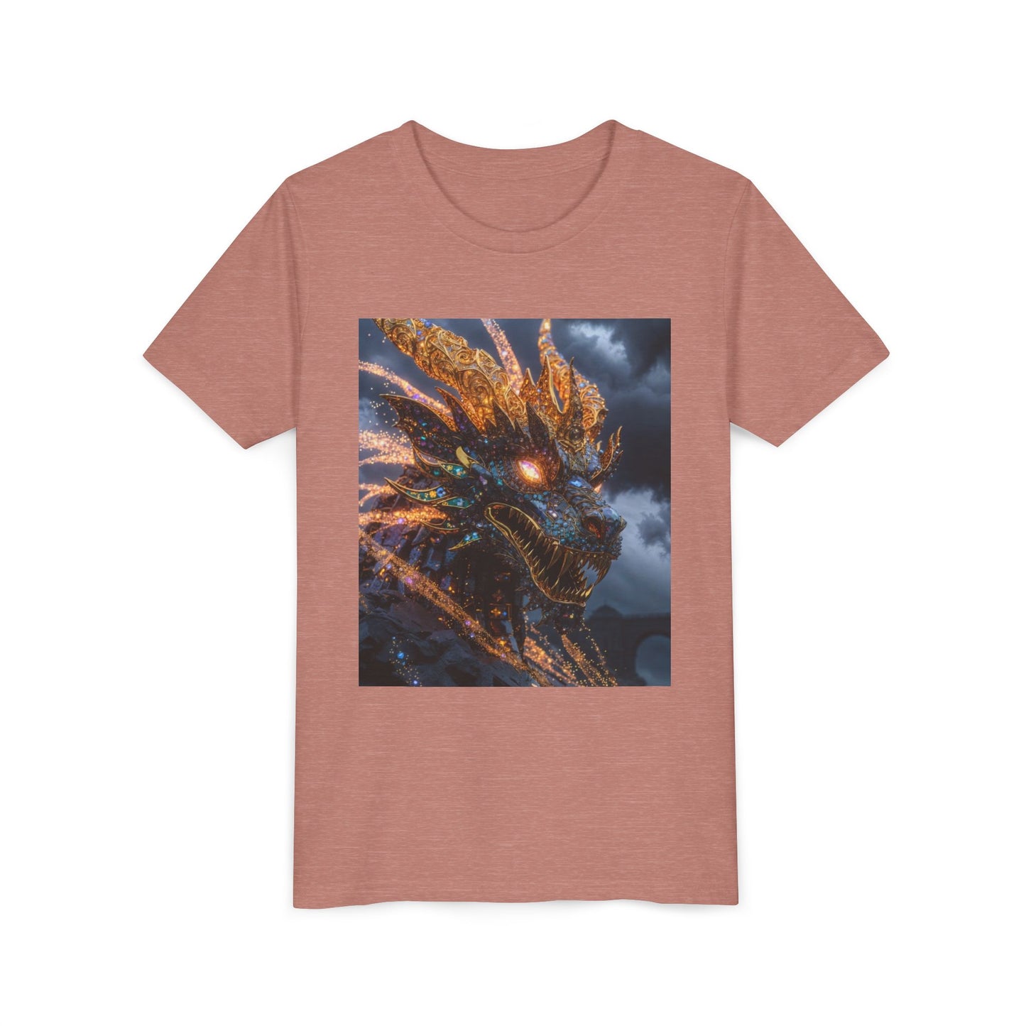 Youth Dragon Tee — Fiery Dragon Head Graphic Kids T‑Shirt