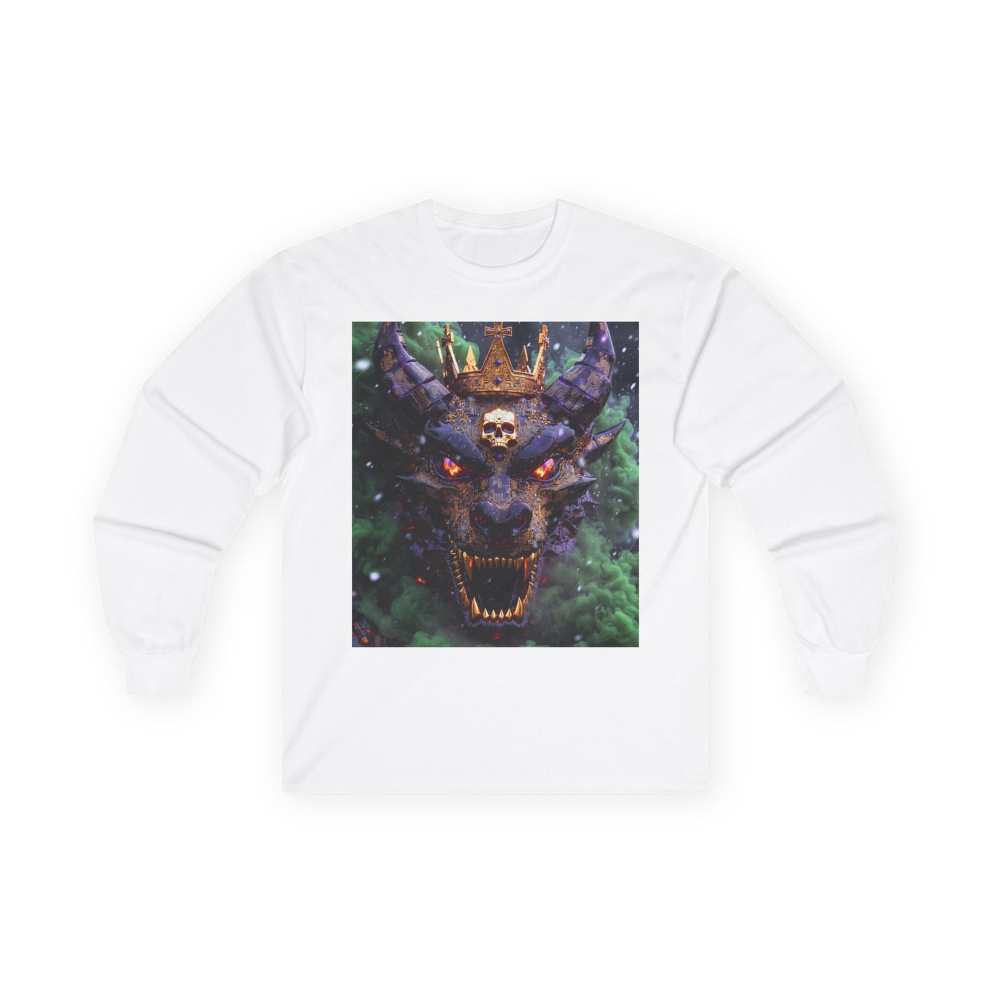 Dragon Demon Skull Long Sleeve Tee — Gothic Fantasy Graphic Shirt