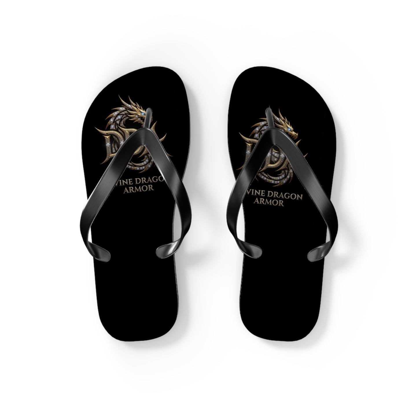 Dragon Armor Flip Flops – Black Fantasy Shield Beach Sandals