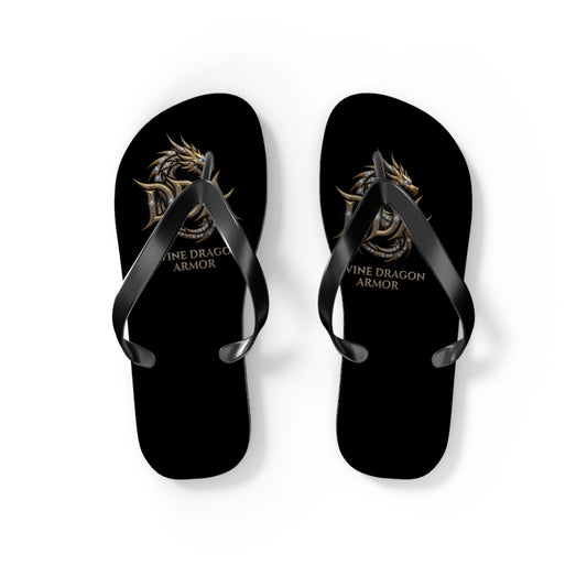 Dragon Armor Flip Flops – Black Fantasy Shield Beach Sandals