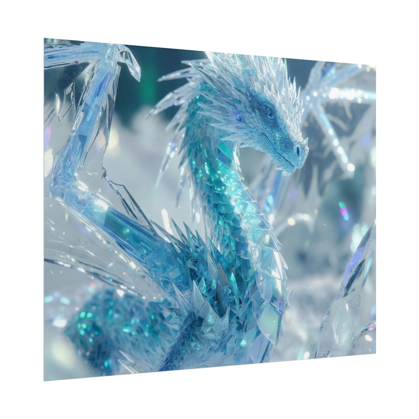 Ice Crystal Dragon Poster — Fantasy Aurora Wall Art (Rolled Poster)