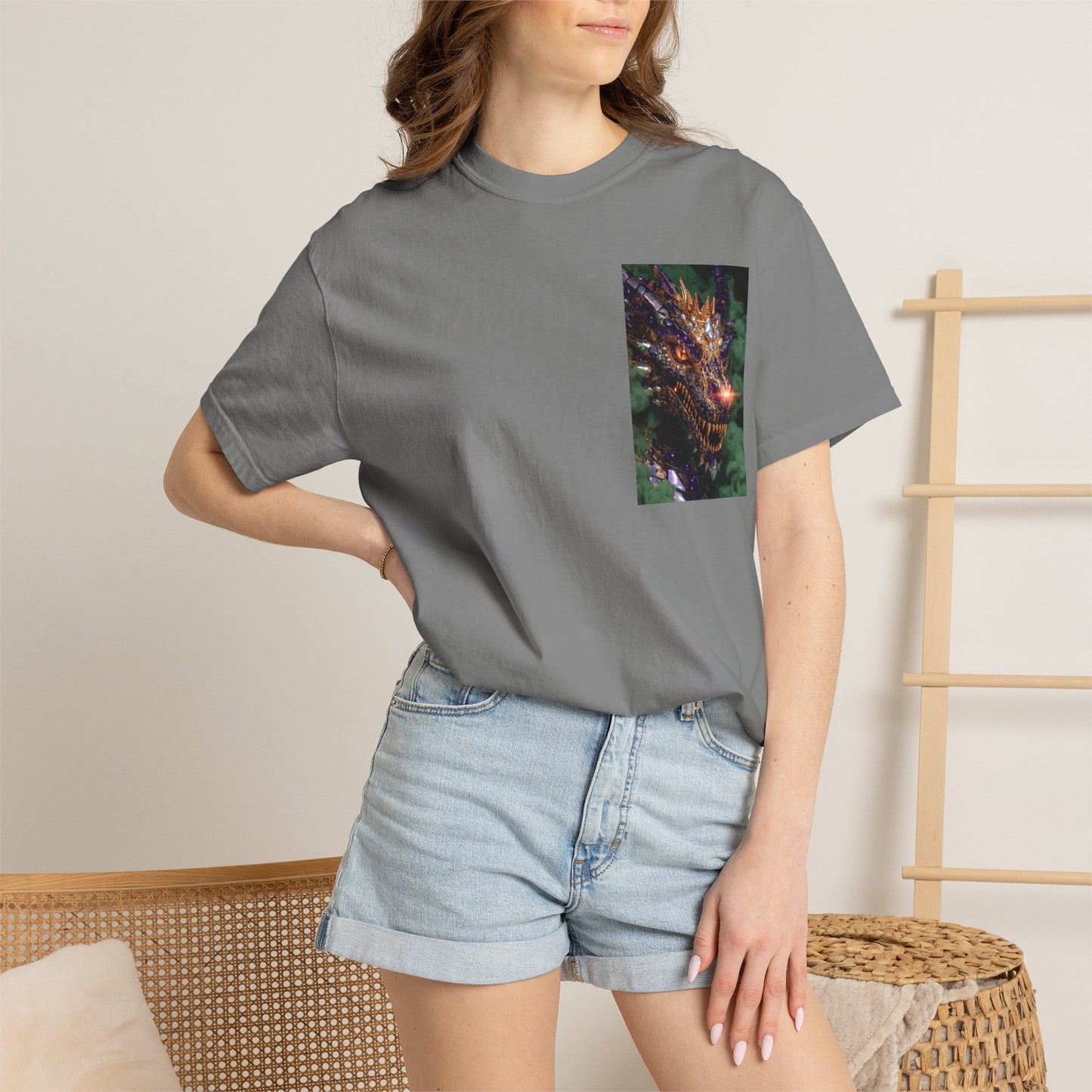 Dragon Pocket Graphic T‑Shirt — Fiery Fantasy Chest Print