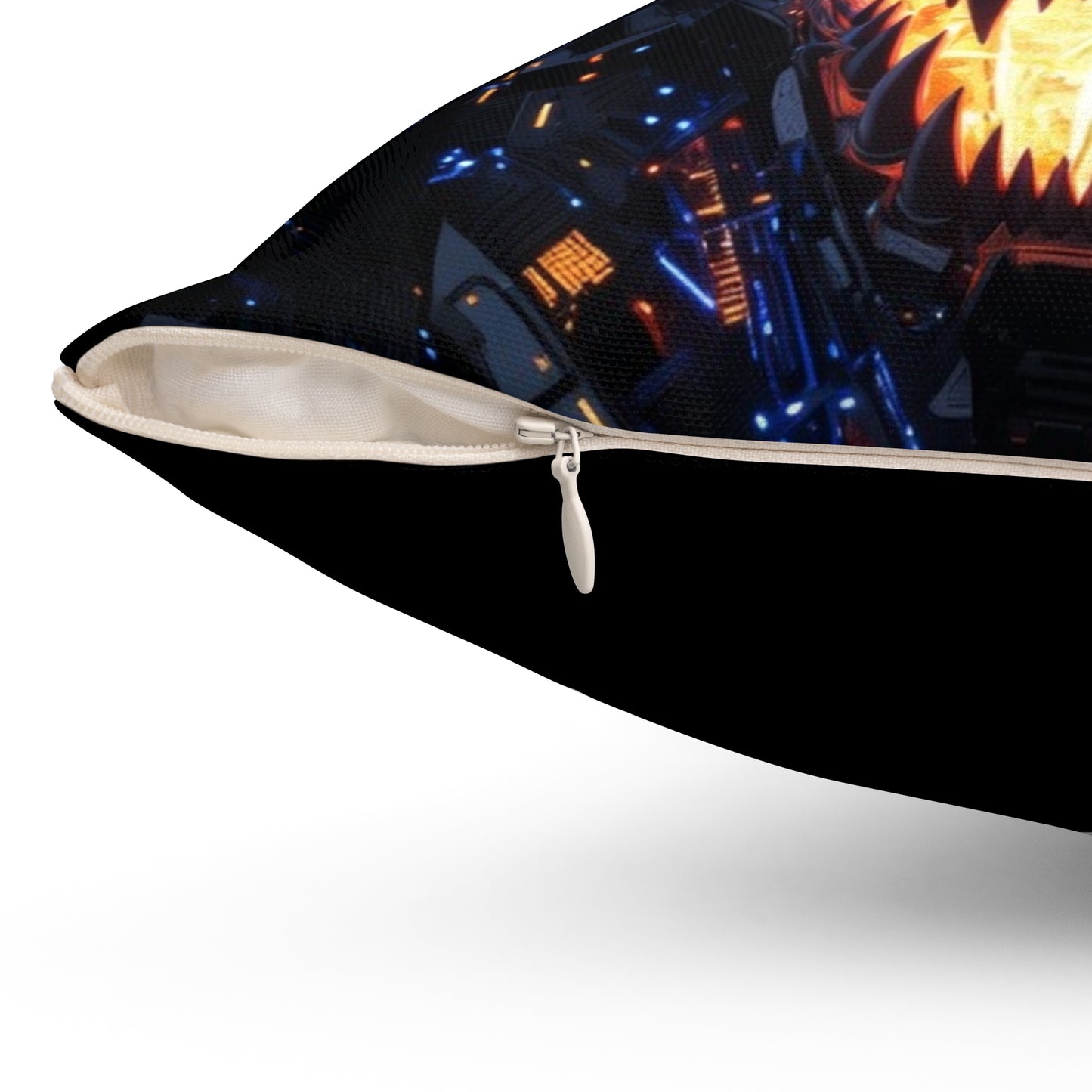 Cyber Dragon Throw Pillow — Glowing Blue Eyes, Lightning Tech Monster Decorative Cushion