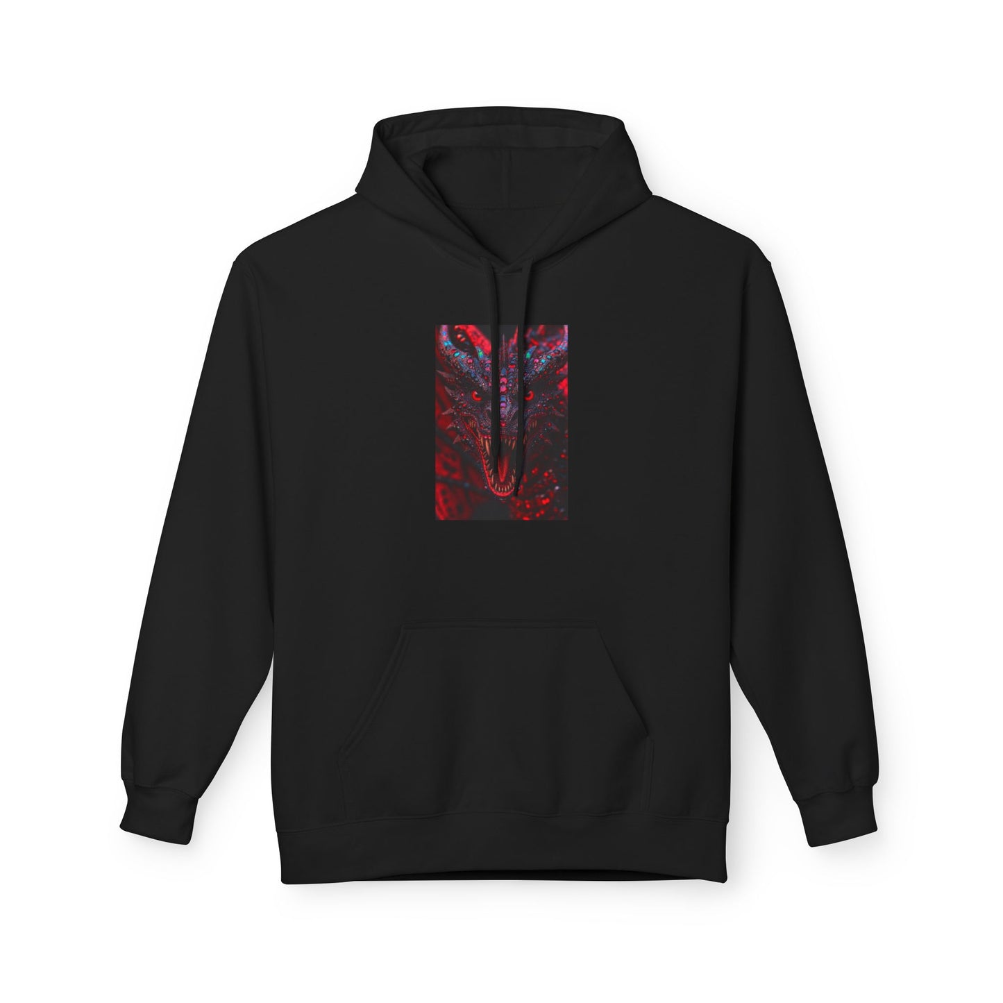 Abstract Red Dragon Marble Hoodie — Minimal Center Art Pullover
