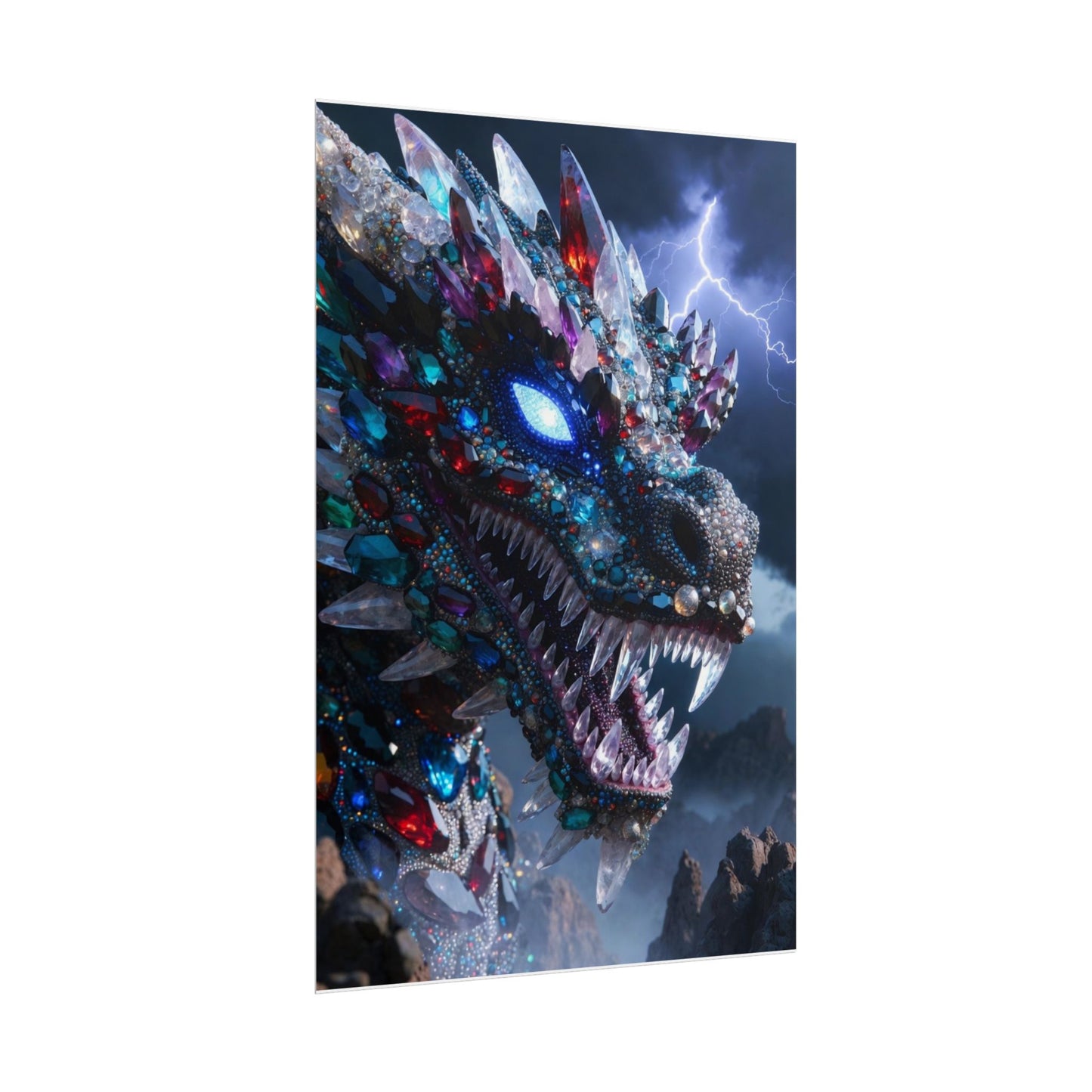 Dragon Crystal Poster — Fantasy Gem-Encrusted Dragon Wall Art (Rolled Poster)