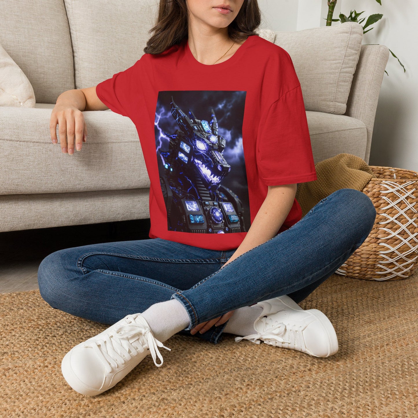 A Dragon Mech Lightning T-Shirt — Cyber Dragon Graphic Tee