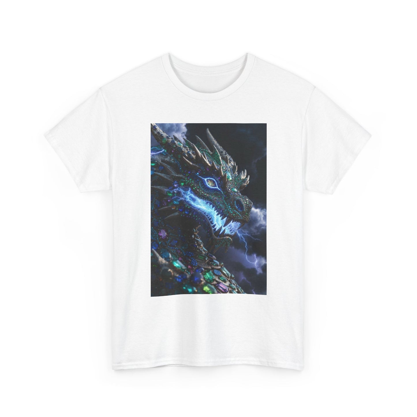 Dragon Portrait T‑Shirt — Neon Blue Fantasy Dragon Graphic Tee