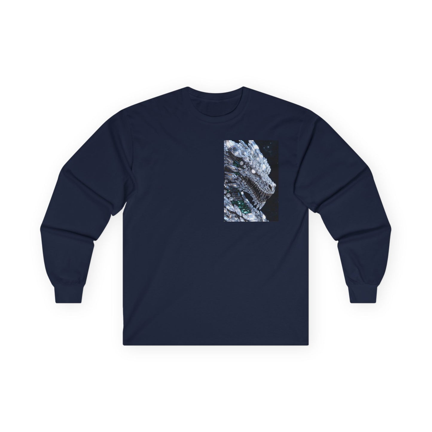Long Sleeve Tee — Abstract Iridescent Crystal Photo Pocket Print