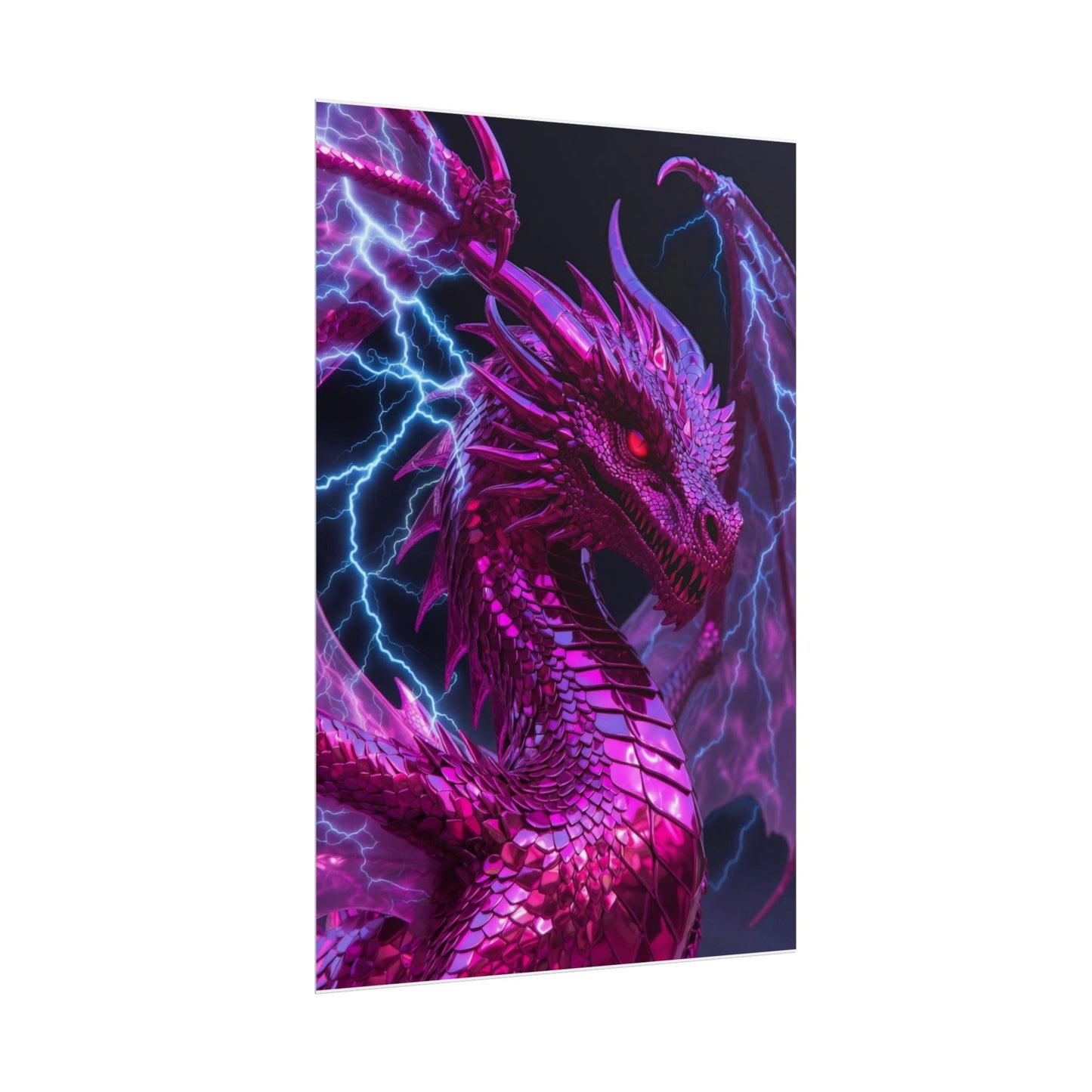 Pink Electric Dragon Poster — Fantasy Wall Art Rolled Poster