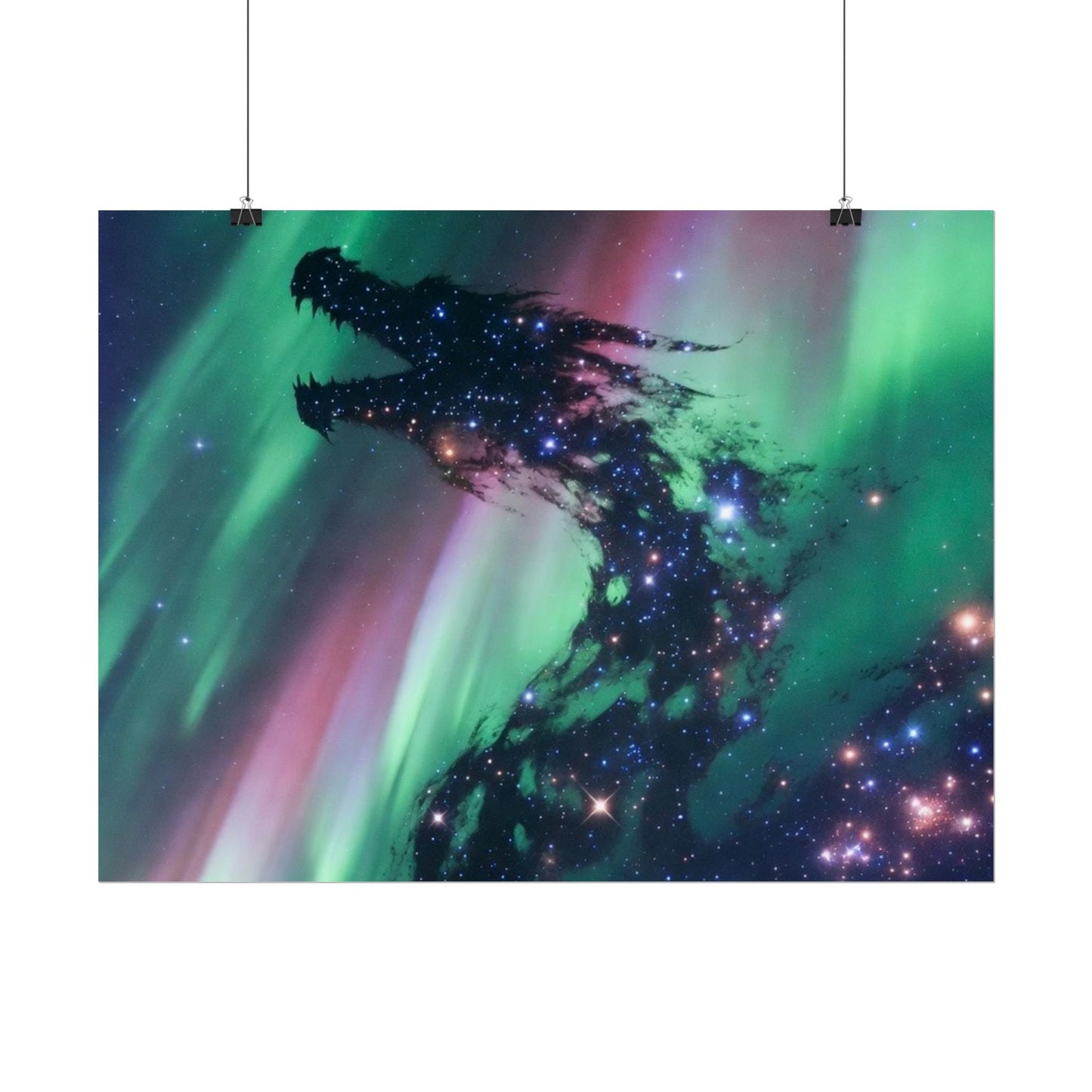 Aurora Dragon Poster — Cosmic Northern Lights Wall Art (Rolled Poster)