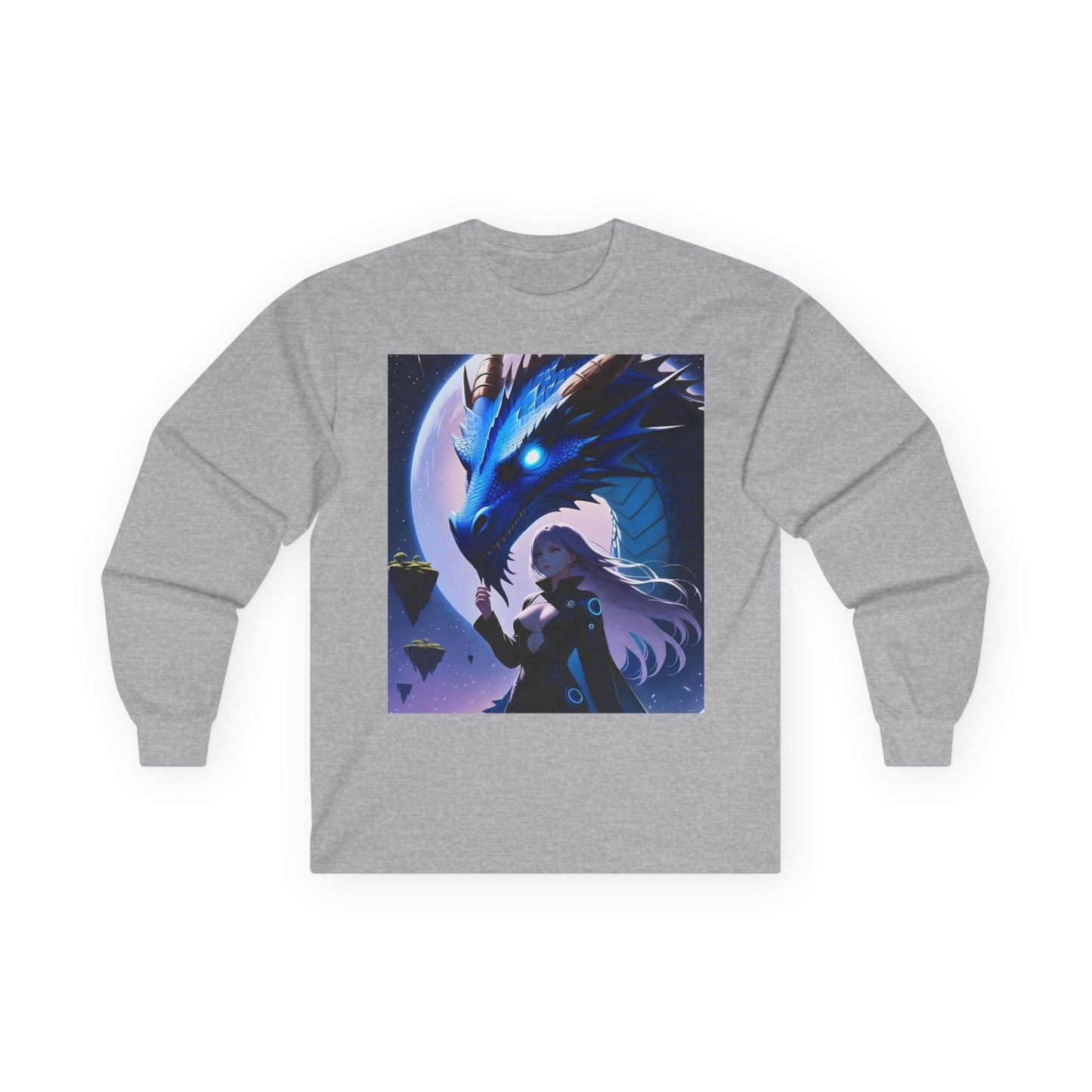 Dragon Whisperer Long Sleeve Tee — Fantasy Blue Dragon Illustration