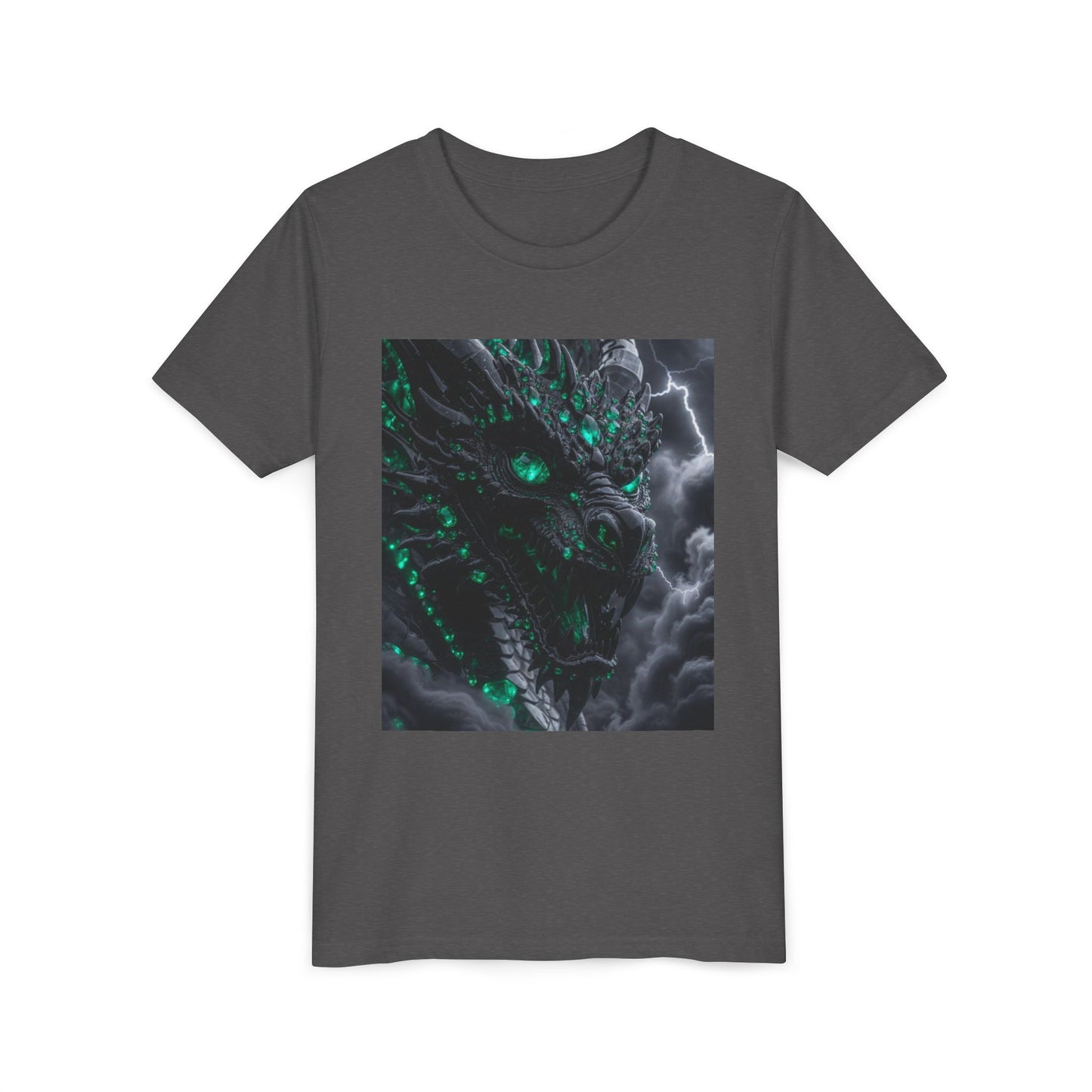 A Top selling Dragon Storm Youth Tee — Neon Green Dragon Illustration Graphic T-Shirt