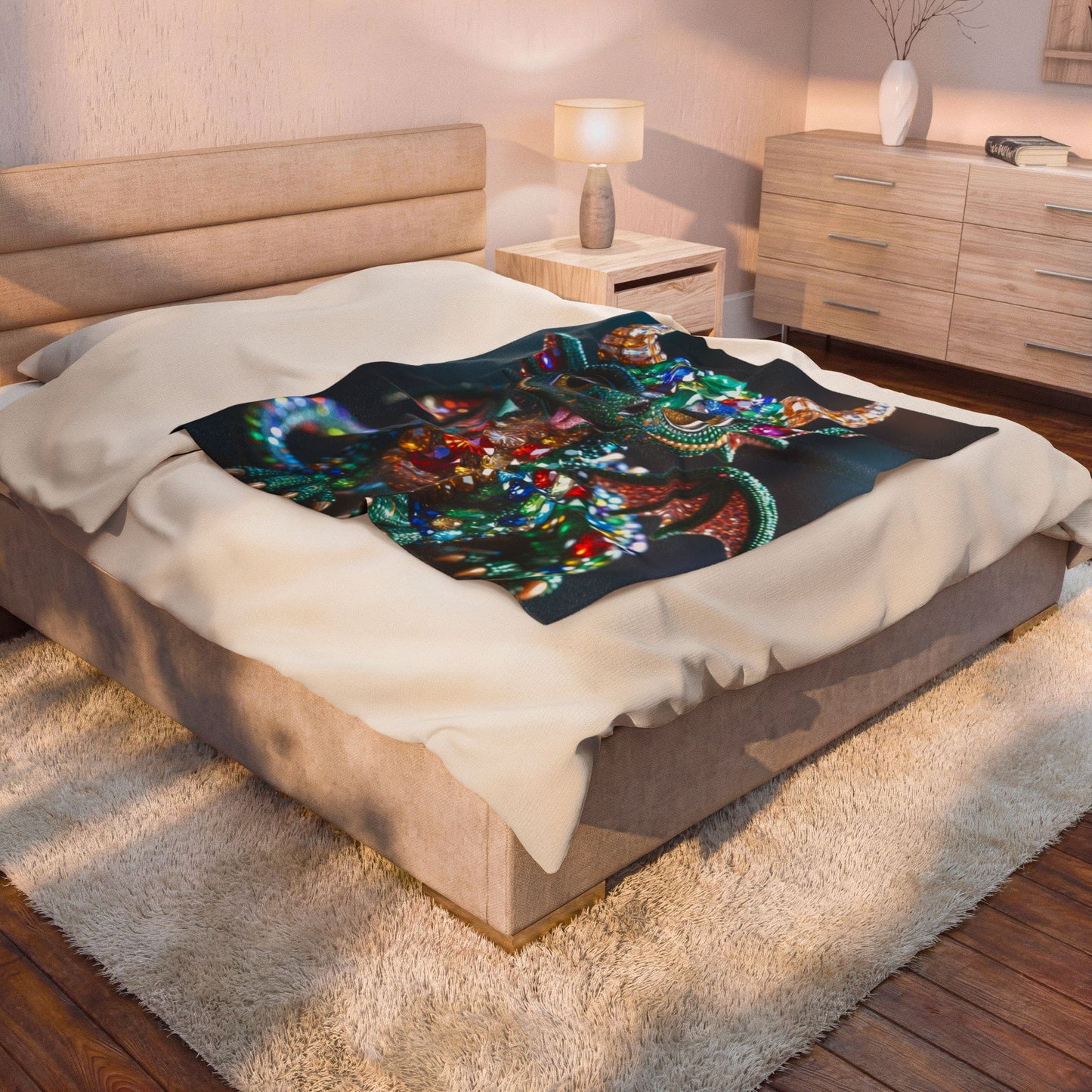 Sparkling Gem Dragon Velveteen Plush Blanket — Cozy Decorative Throw for Kids & Fantasy Fans