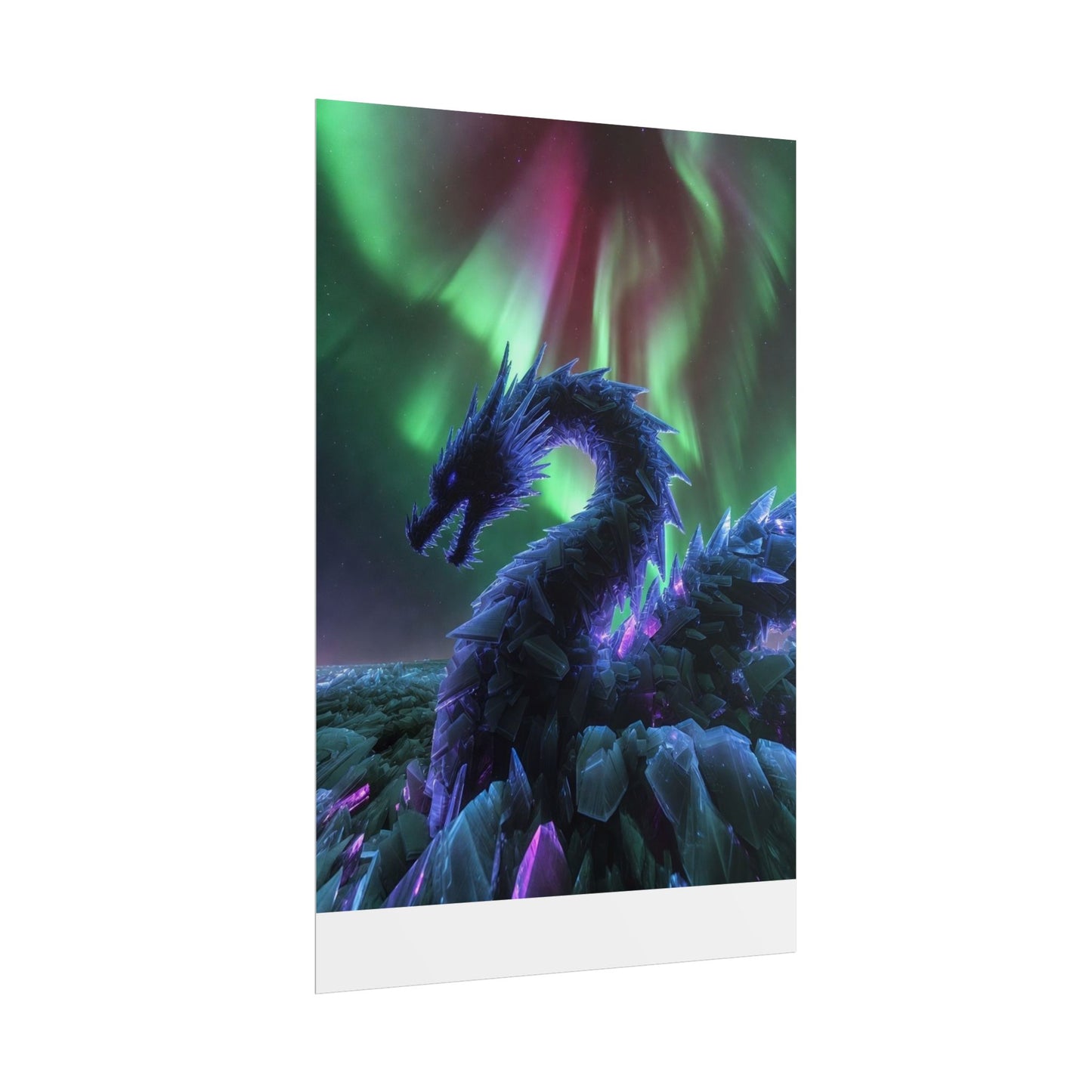 Aurora Crystal Dragon Poster — Fantasy Wall Art Print