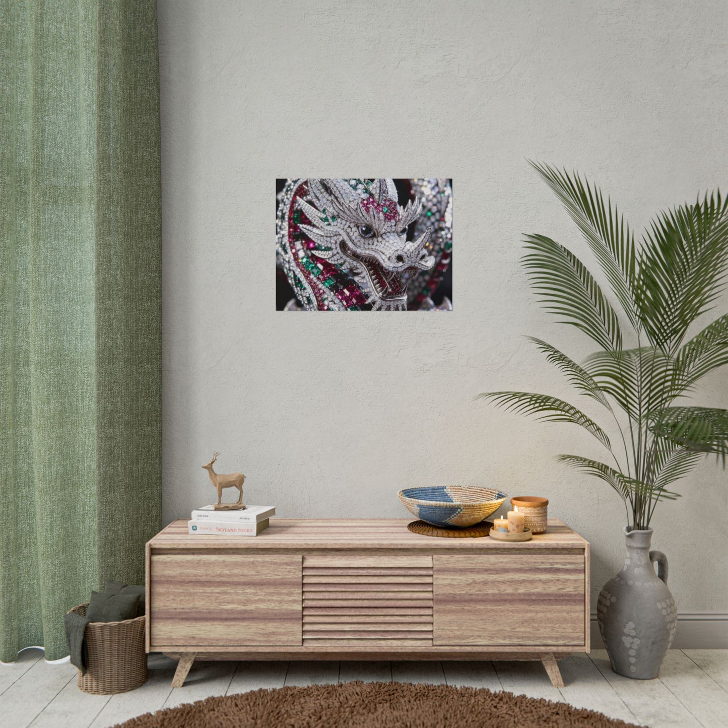Dragon Jewel Poster — Luxury Gemstone Dragon Wall Art (Rolled Poster)