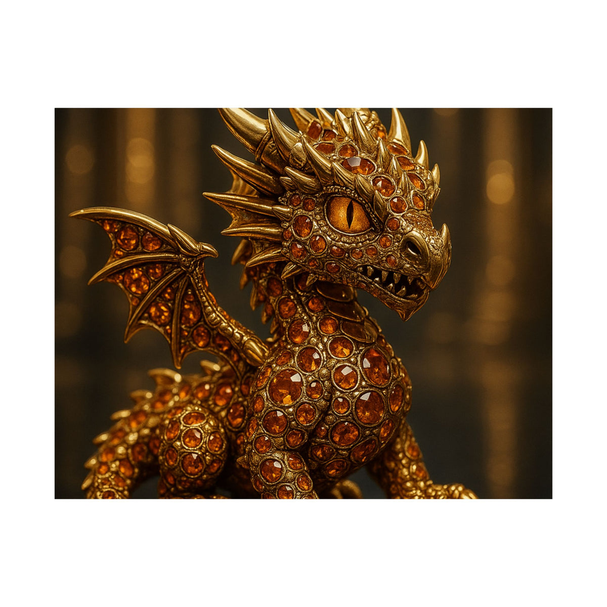 A Golden Orange Dragon Art Print, Satin Poster, Dragon Wall Art, Fantasy Decor, Gift for Gamers, Dragon Lover's Decoration