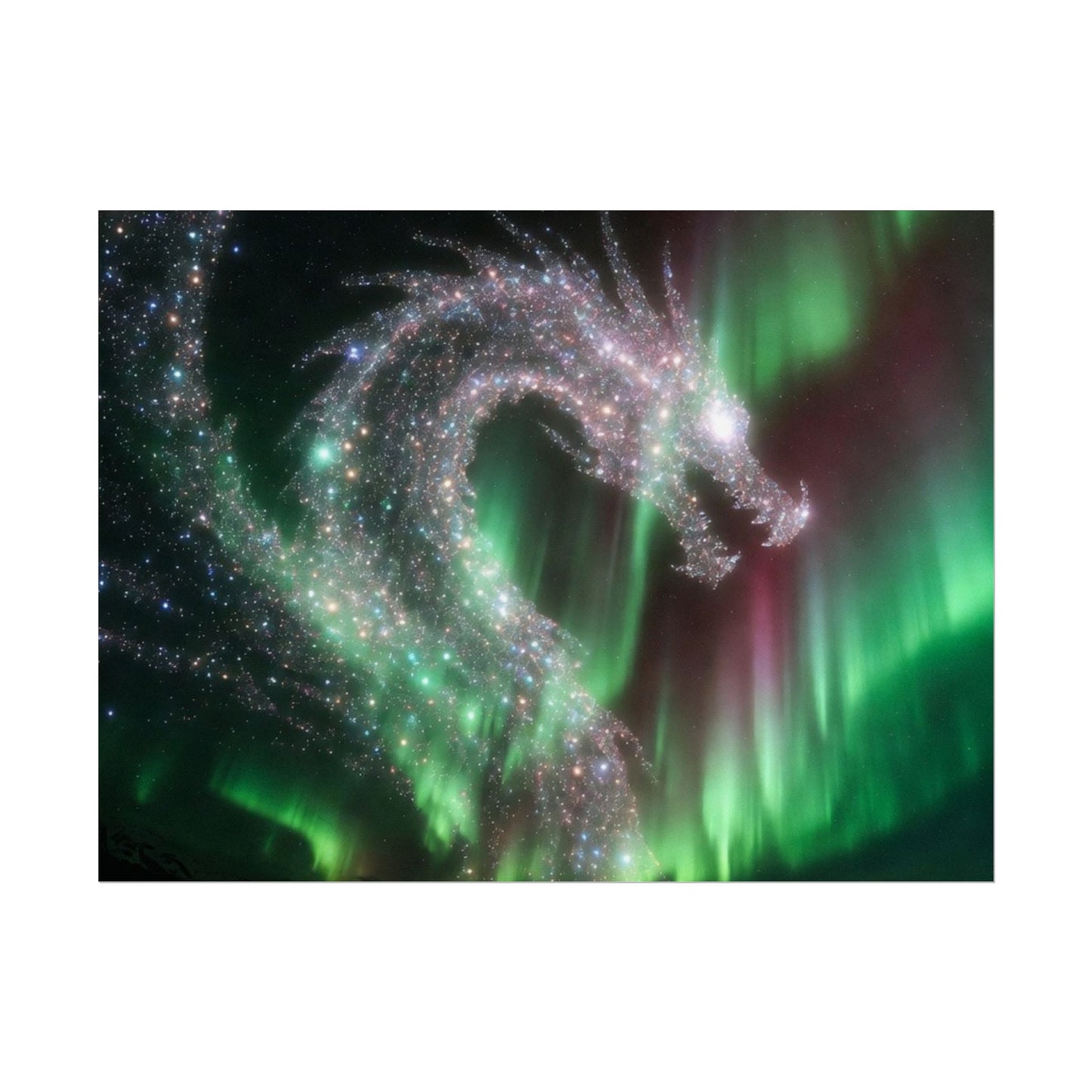 Aurora Dragon Poster — Northern Lights Fantasy Art Print