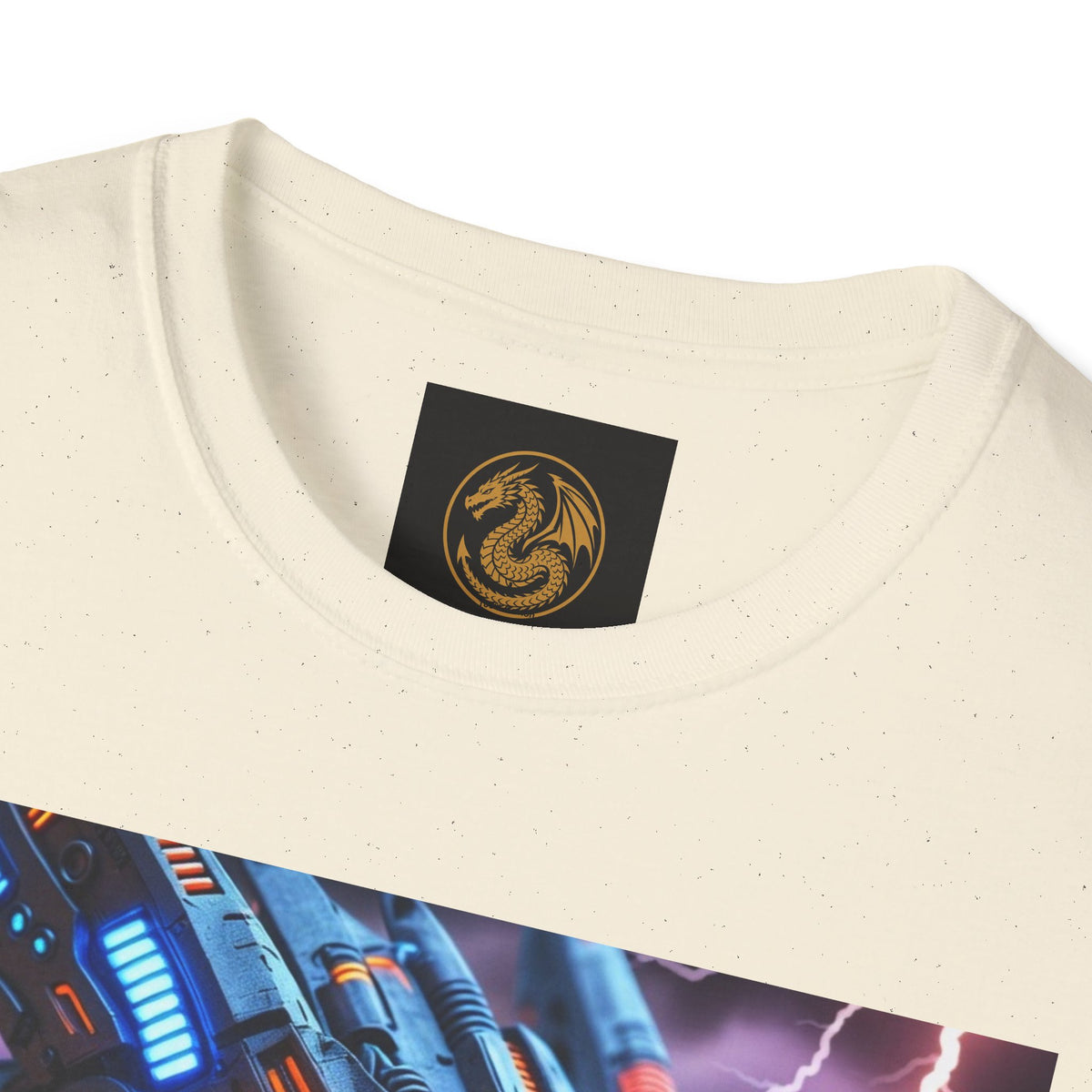 A Cyber Dragon T‑Shirt — Neon Mech Dragon with Lightning Graphic