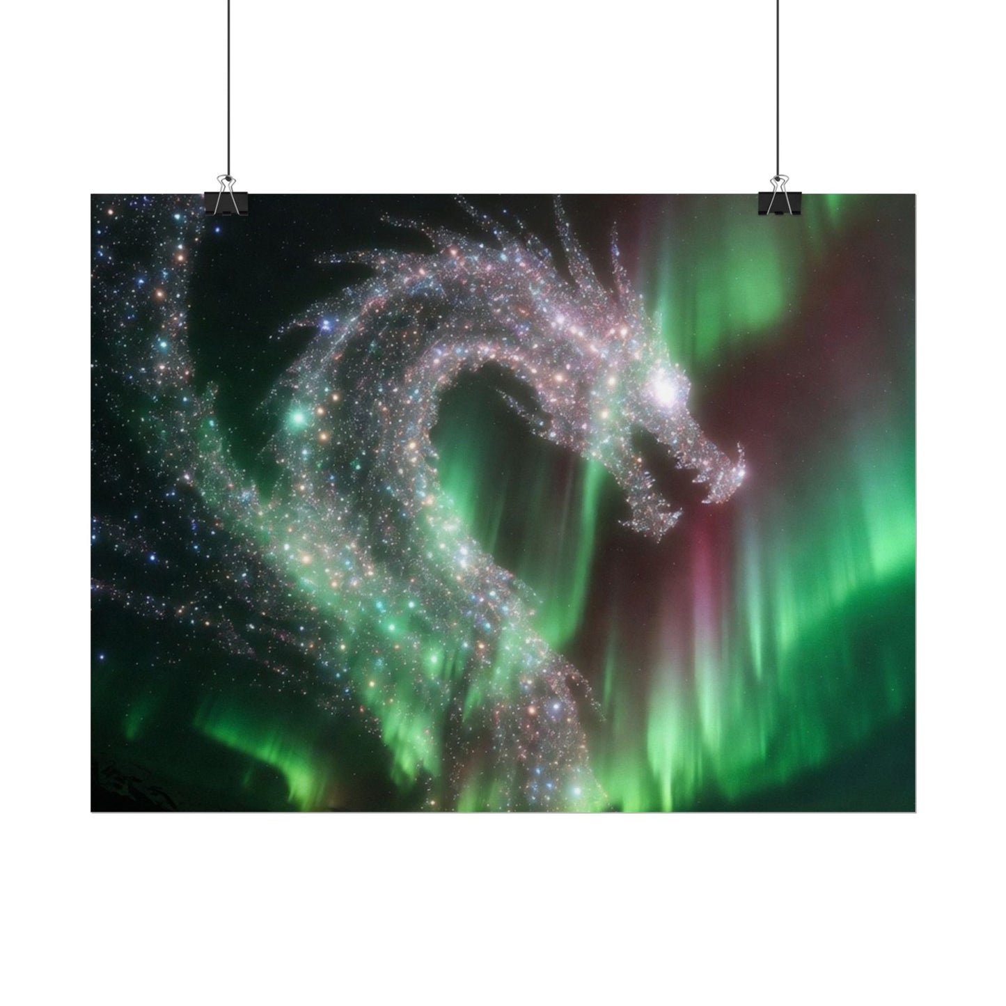 Aurora Dragon Poster — Northern Lights Fantasy Art Print