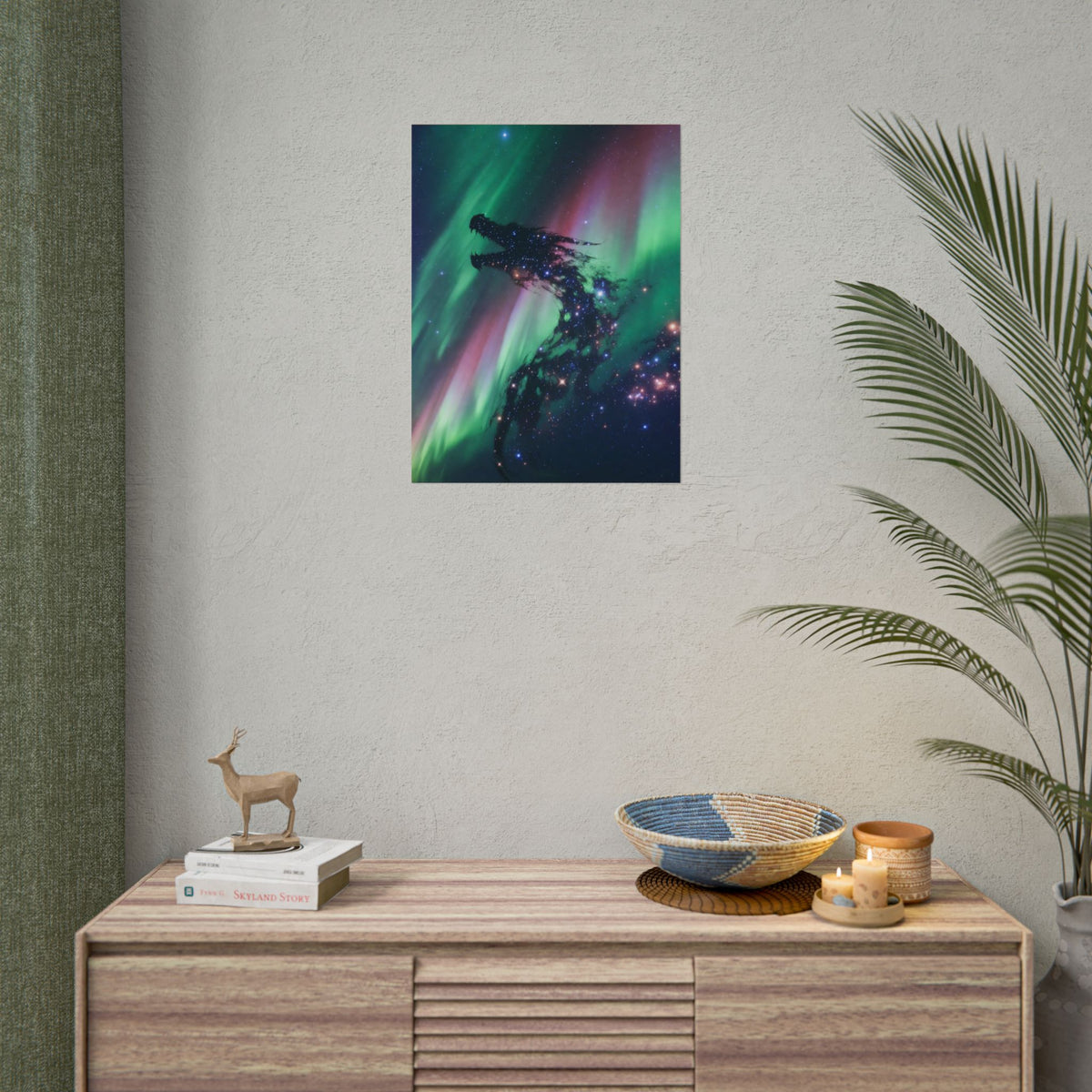 Aurora Dragon Poster — Cosmic Northern Lights Wall Art (Rolled Poster)