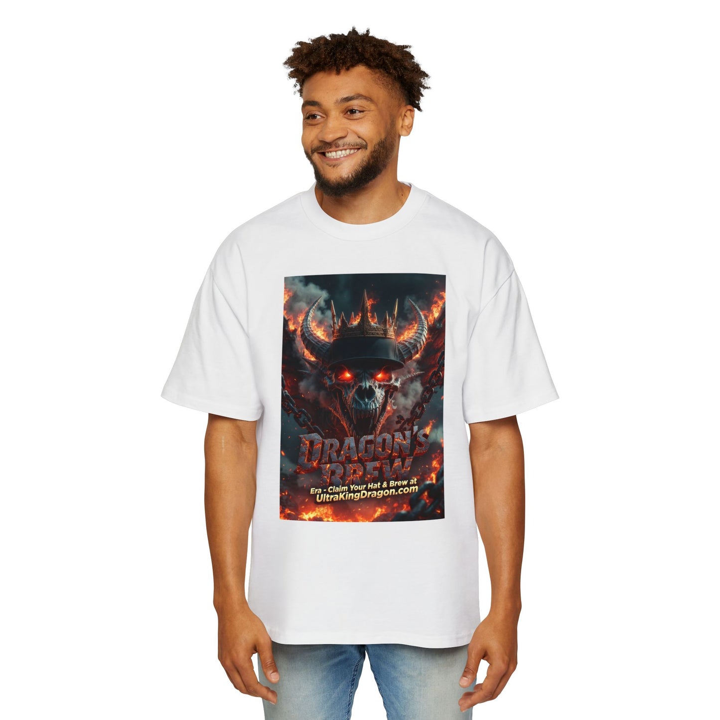 Dragon Skull Graphic Tee — Heavy Oversized Men's Fantasy T-Shirt