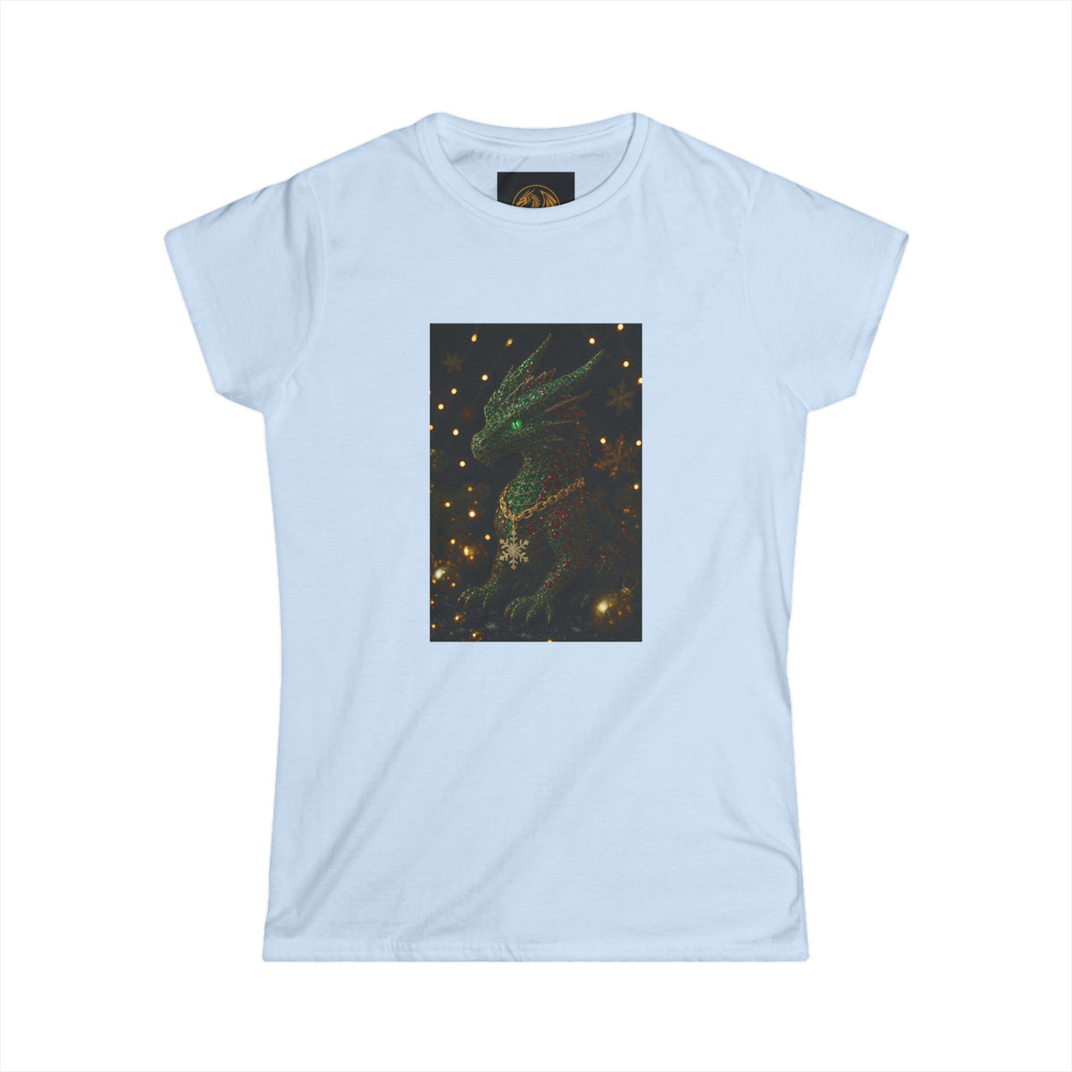 A Magical Christmas Women’s Tee — Emerald Dragon & Stars Graphic Shirt