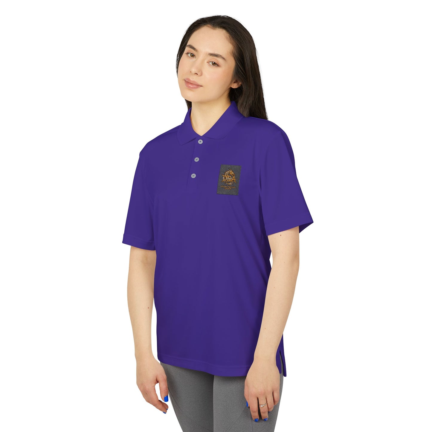 Adidas Performance Polo — Gold Crest Patch Chest Logo