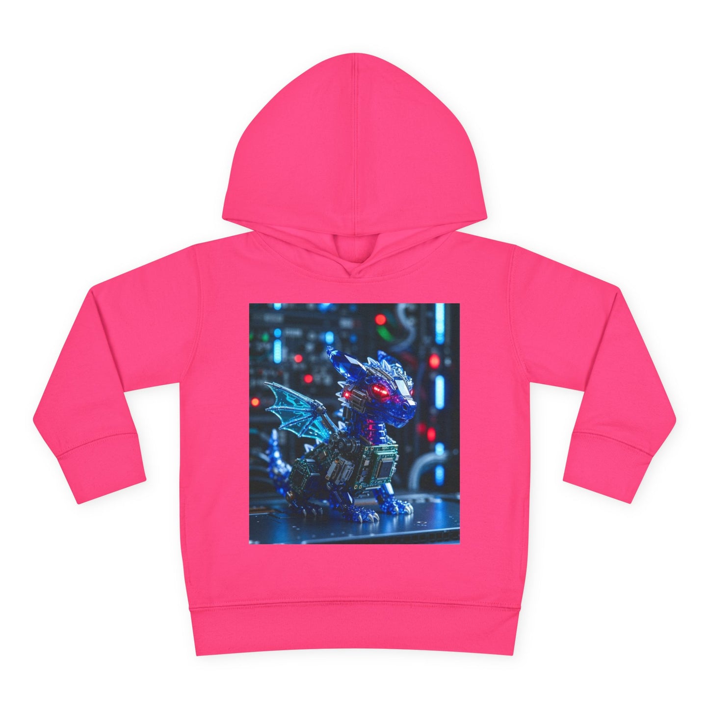 Toddler Hoodie — Neon Robot Dragon Pullover for Kids
