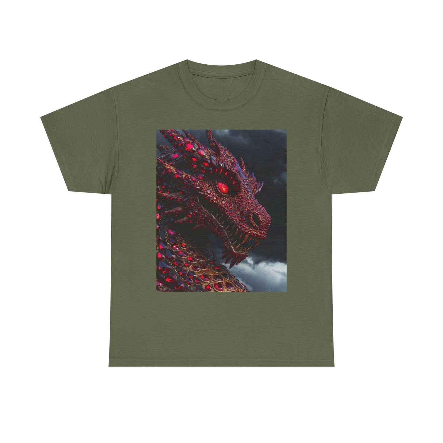 Dragon Portrait T-Shirt — Fiery Red Fantasy Dragon Graphic Tee