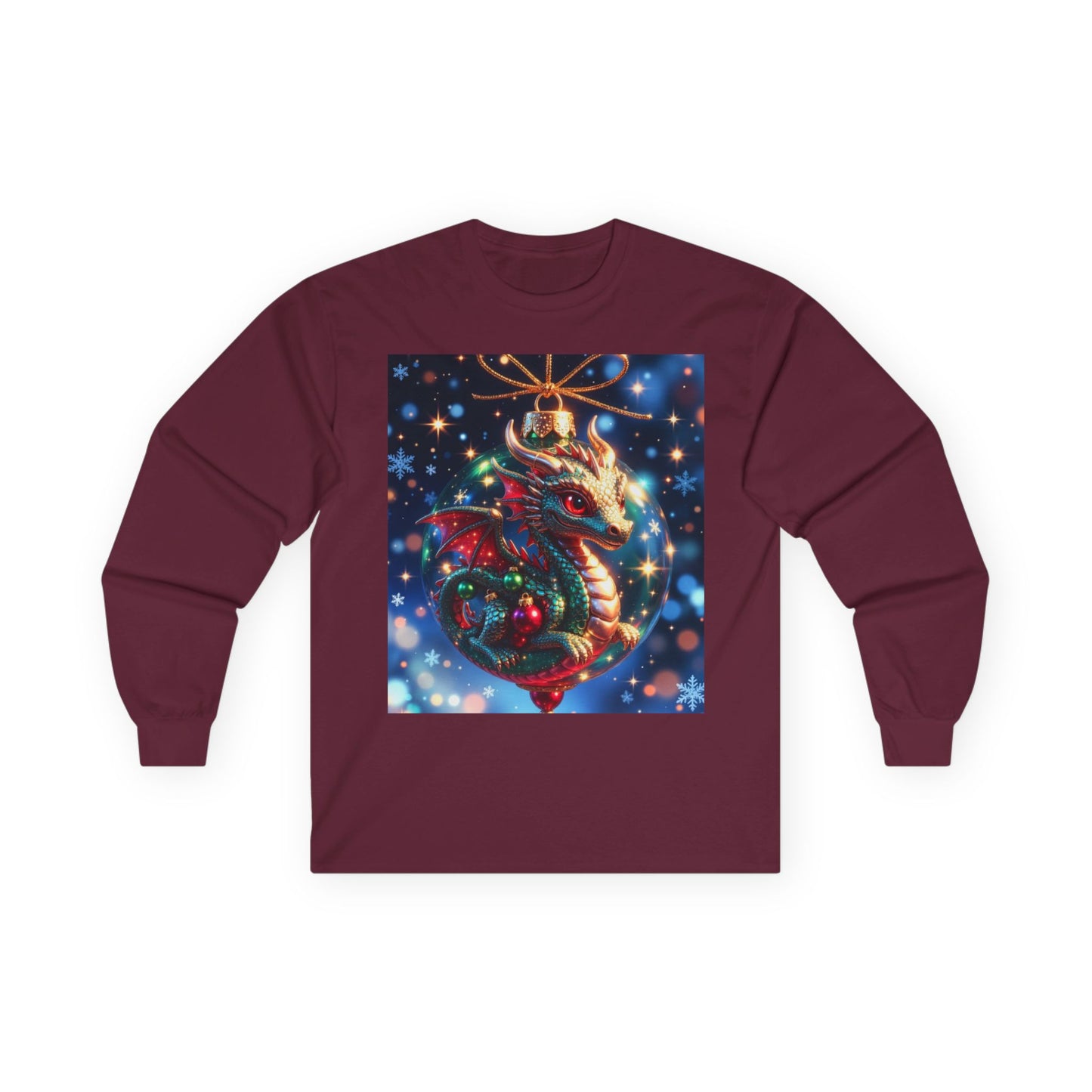 Christmas Dragon Heart Long Sleeve Tee — Festive Fantasy Christmas Dragon Design
