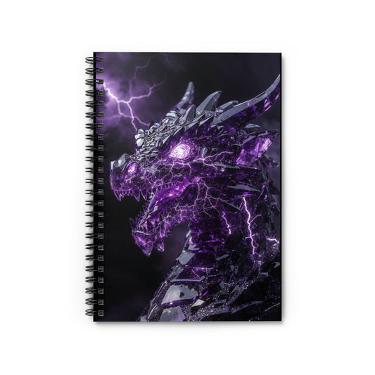 Purple Lightning Dragon Spiral Notebook — Ruled Journal for Fantasy Fans