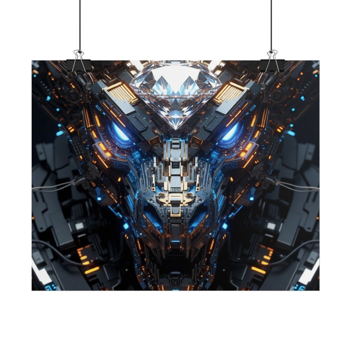 Futuristic Mech Dragon Poster – Cybernetic Robot Art Print