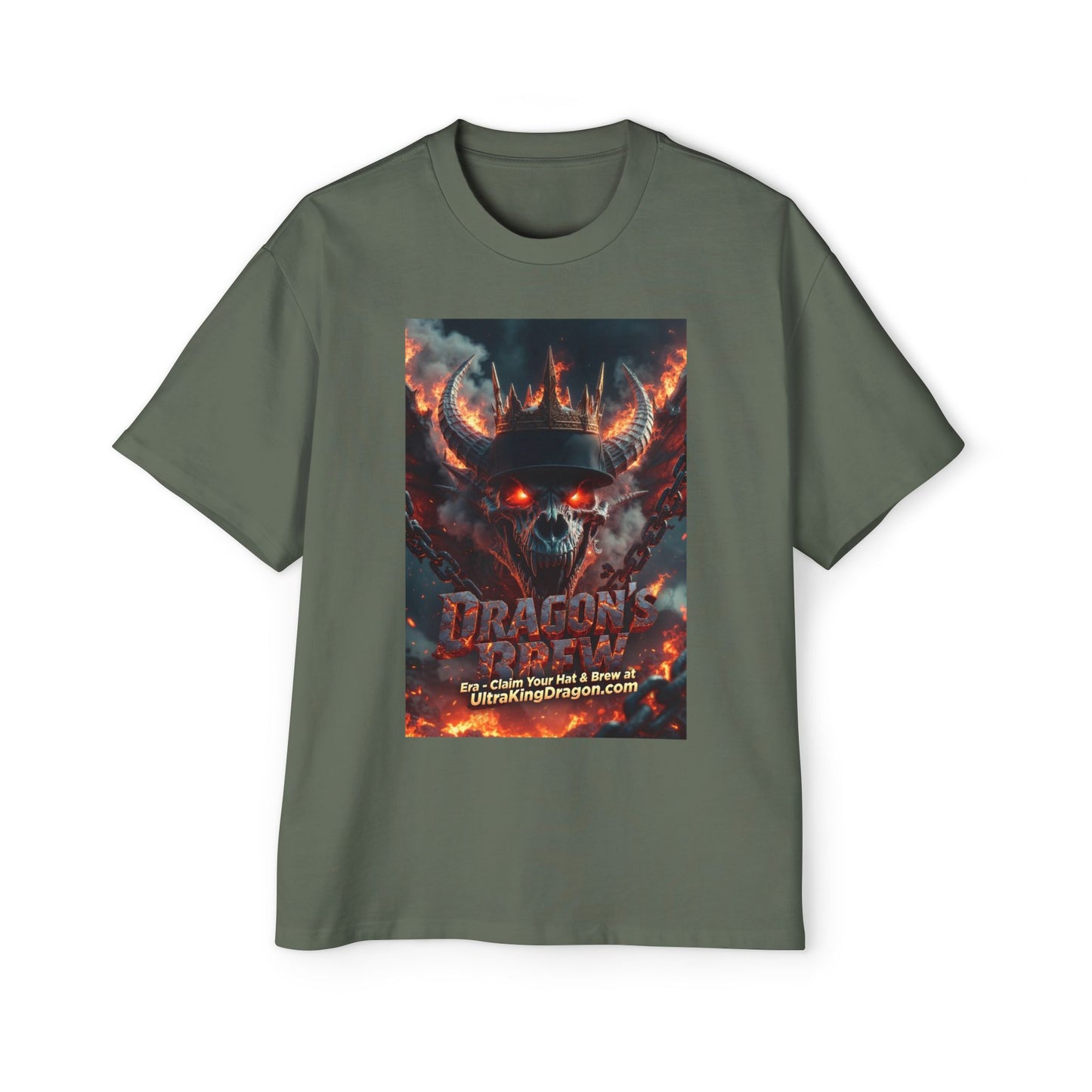 Dragon Skull Graphic Tee — Heavy Oversized Men's Fantasy T-Shirt