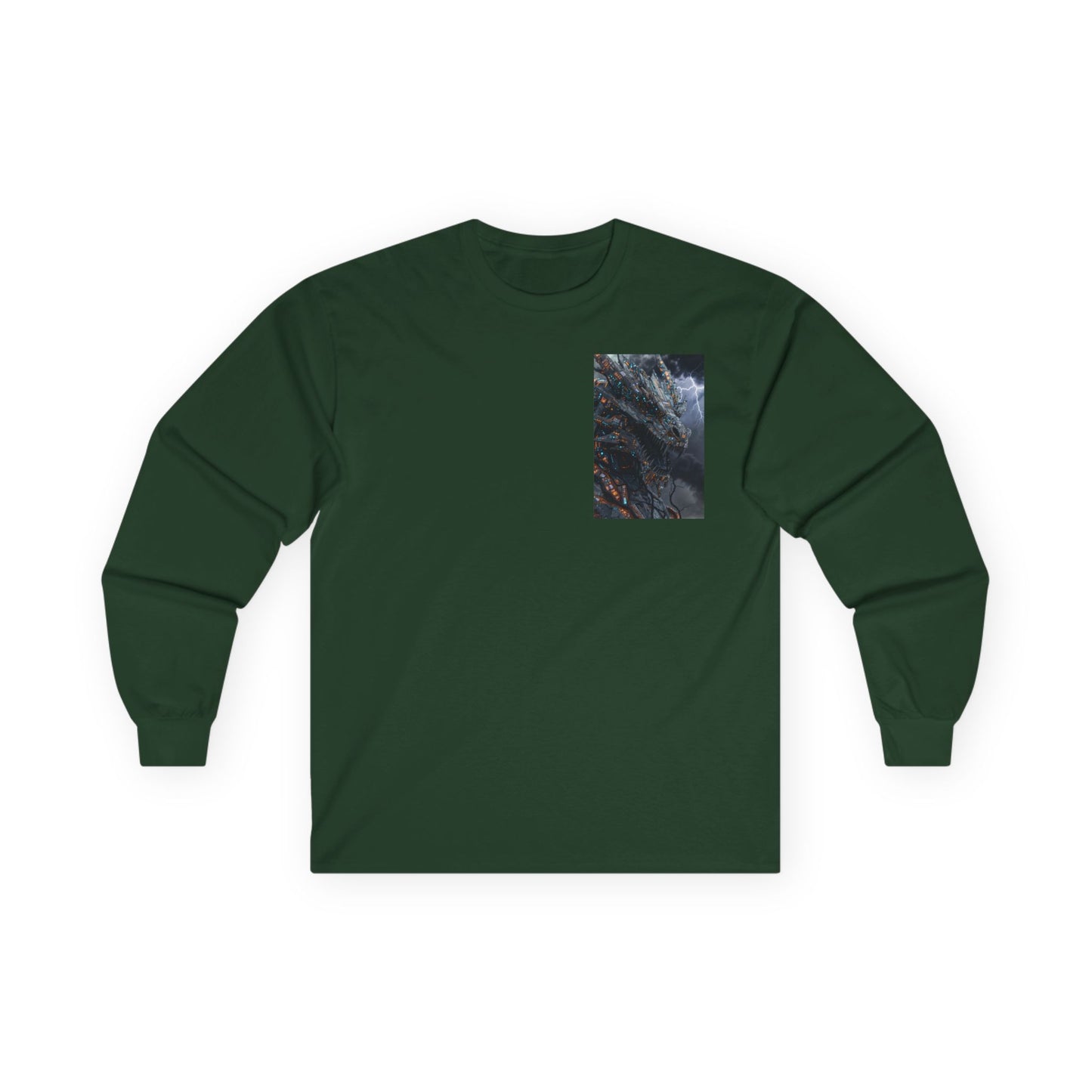 Long Sleeve Tee — Moody Ocean Cliff Photo Pocket Print