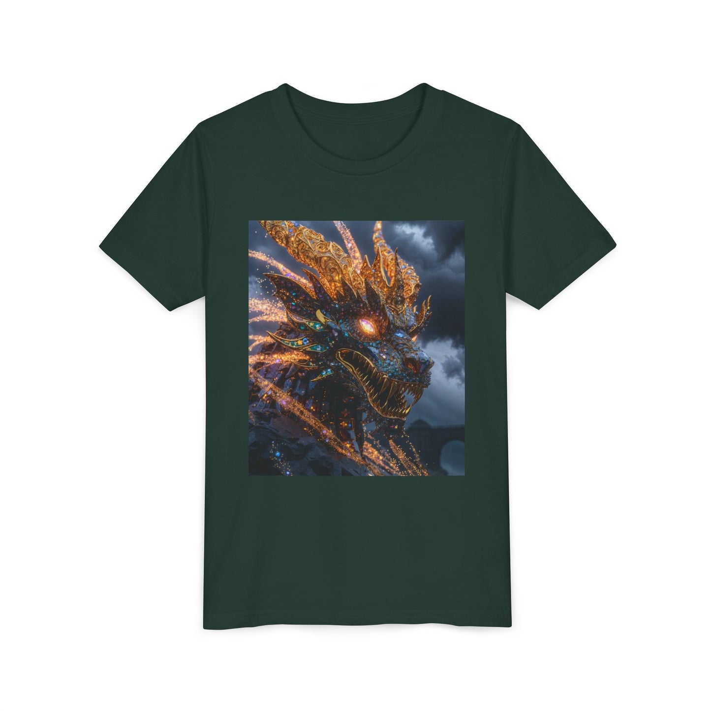 Youth Dragon Tee — Fiery Dragon Head Graphic Kids T‑Shirt