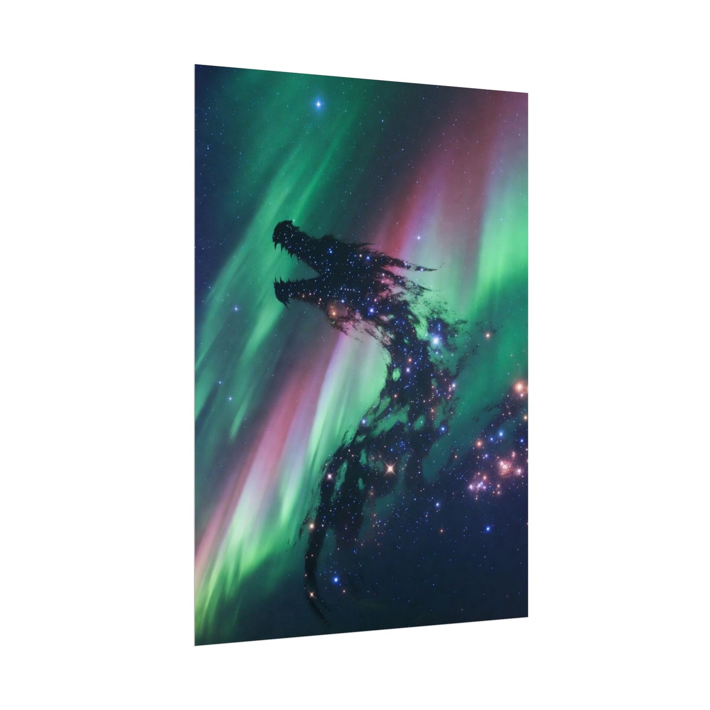 Aurora Dragon Poster — Cosmic Northern Lights Wall Art (Rolled Poster)