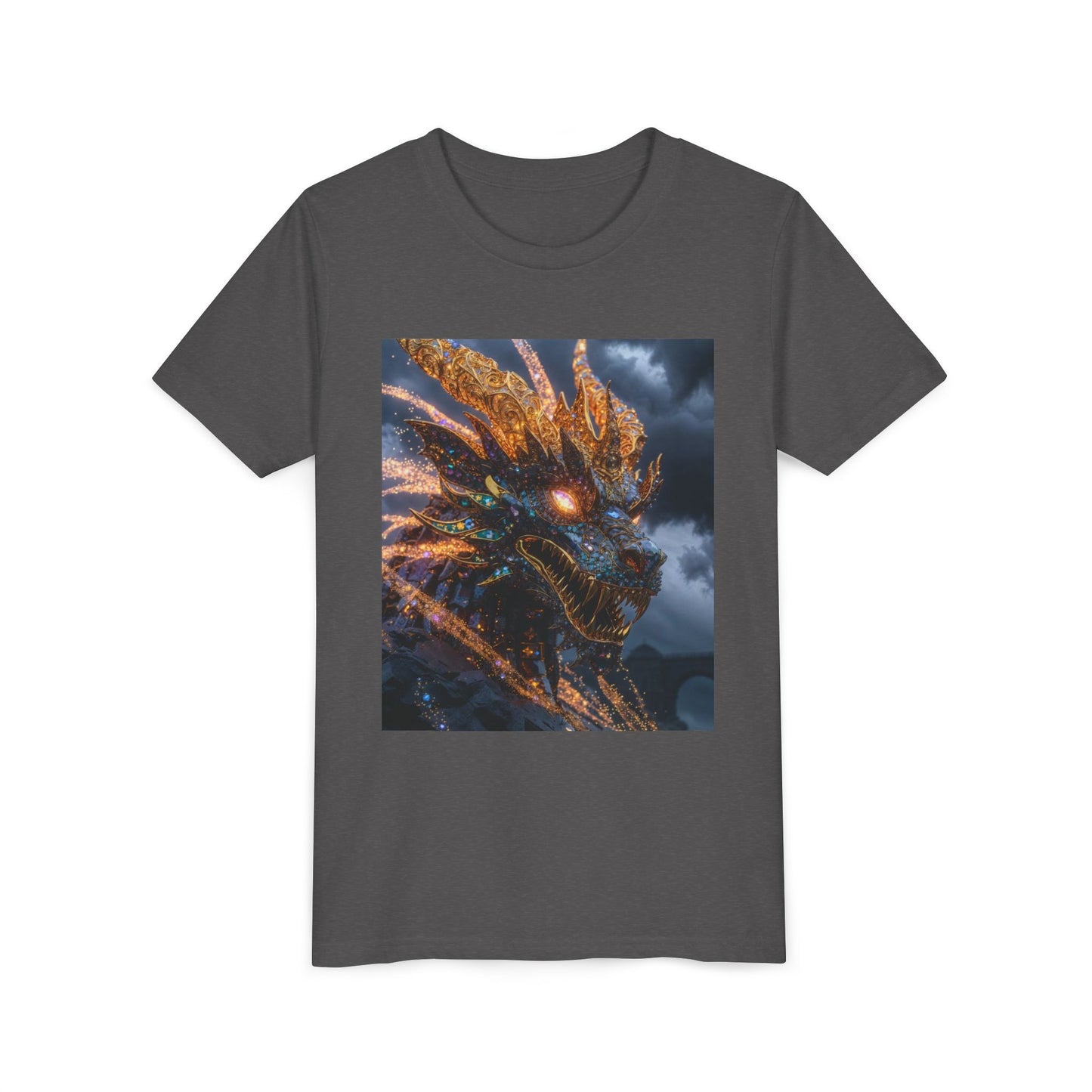 Youth Dragon Tee — Fiery Dragon Head Graphic Kids T‑Shirt