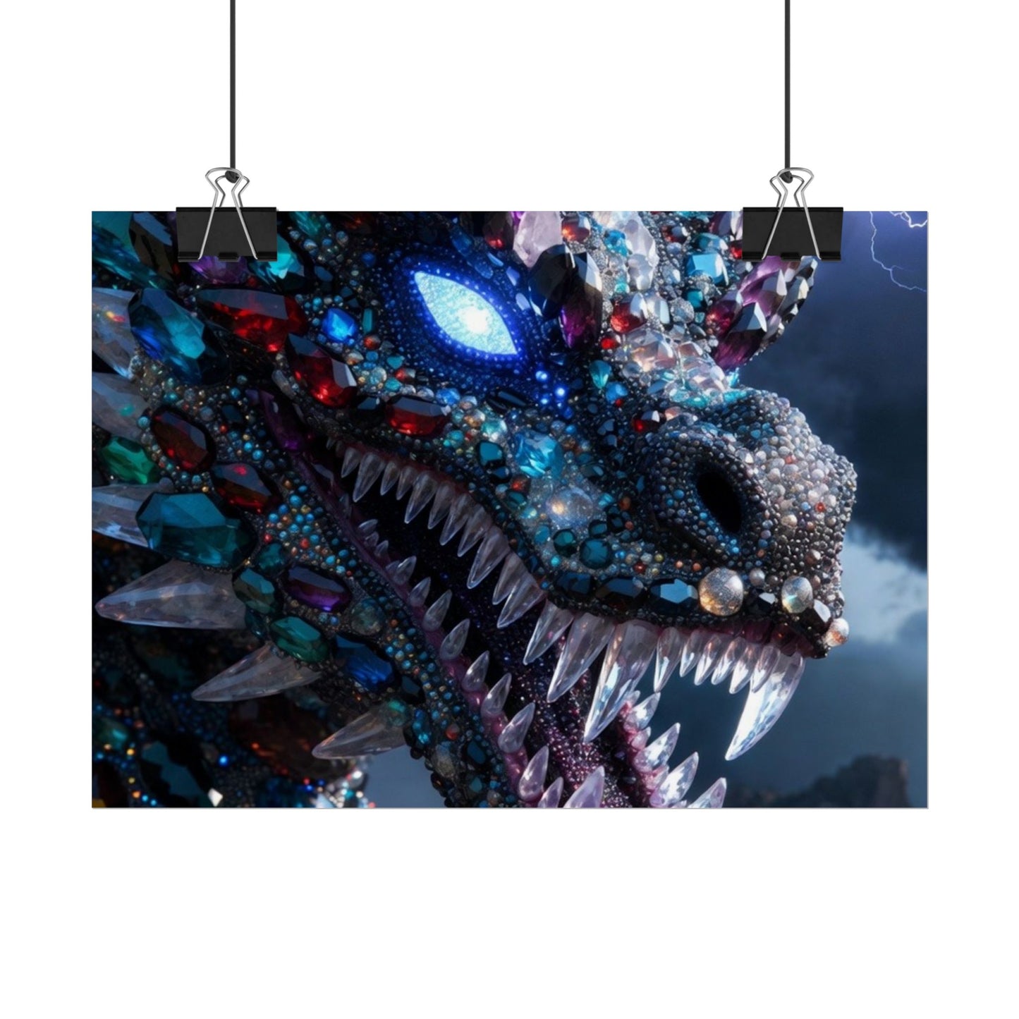 Dragon Crystal Poster — Fantasy Gem-Encrusted Dragon Wall Art (Rolled Poster)