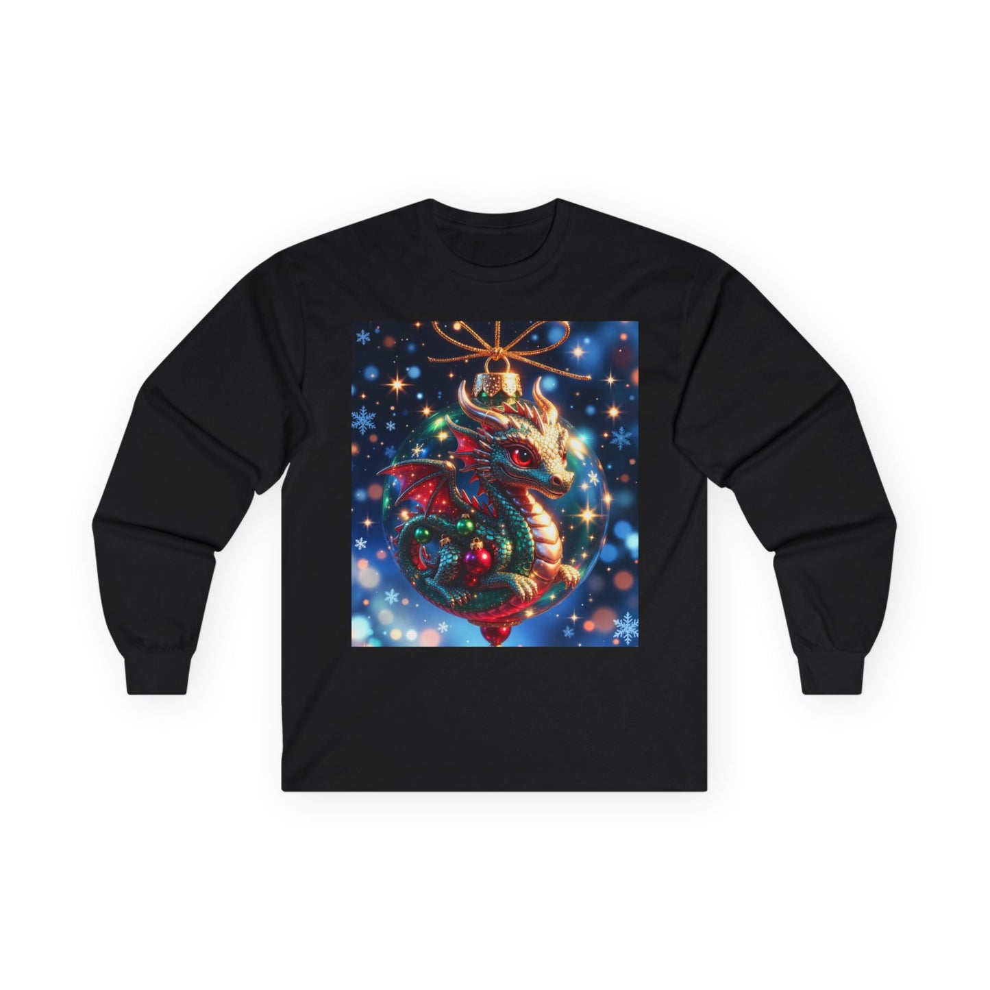 Christmas Dragon Heart Long Sleeve Tee — Festive Fantasy Christmas Dragon Design