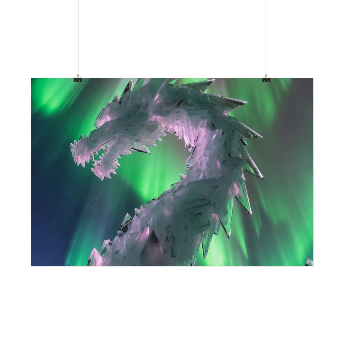 Aurora Ice Dragon Poster — Fantasy Wall Art Rolled Poster