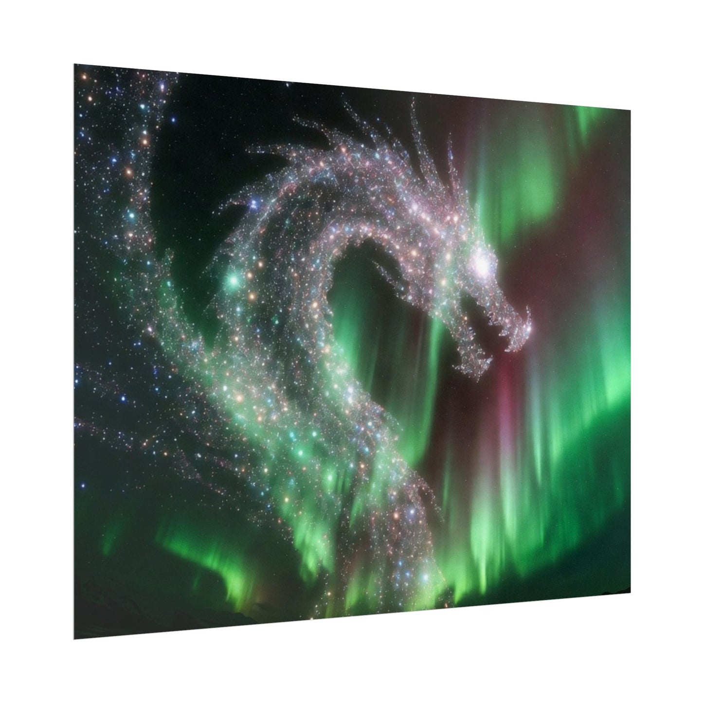Aurora Dragon Poster — Northern Lights Fantasy Art Print