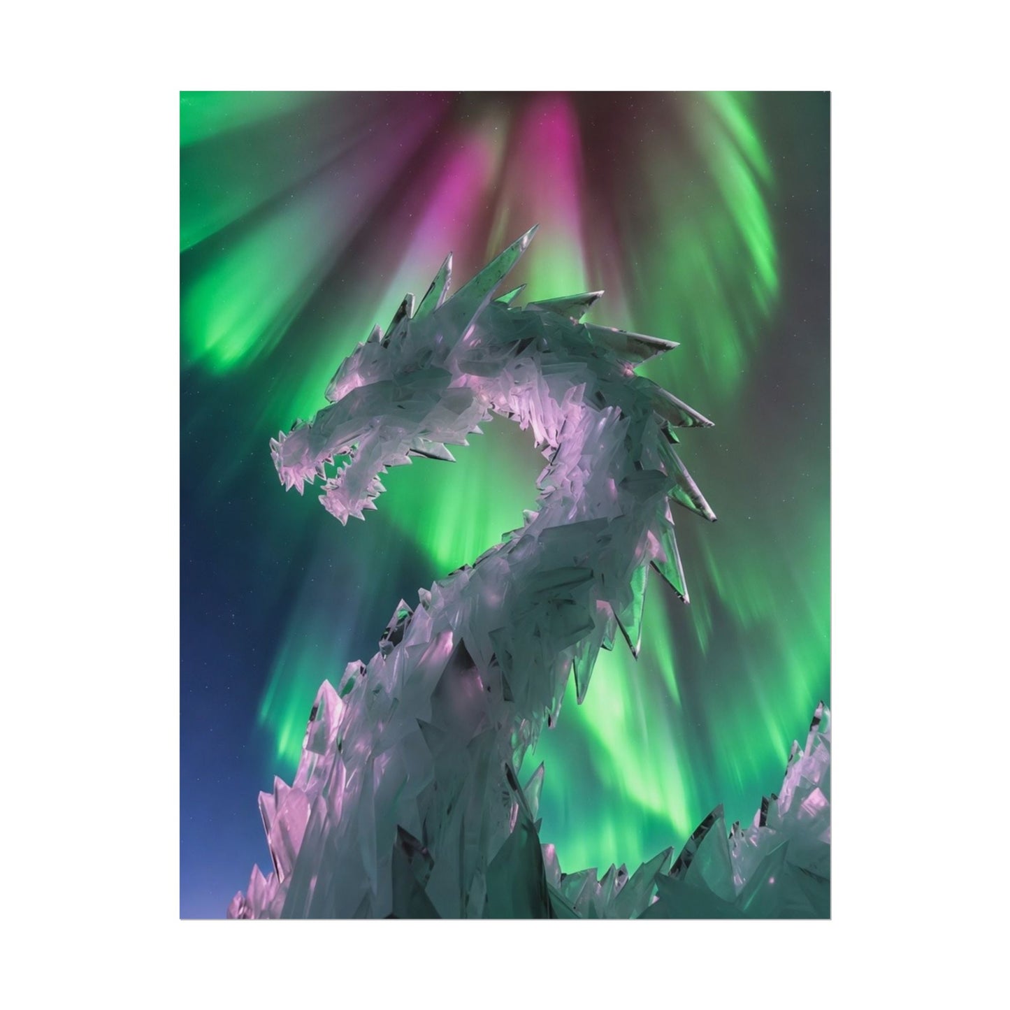 Aurora Ice Dragon Poster — Fantasy Wall Art Rolled Poster