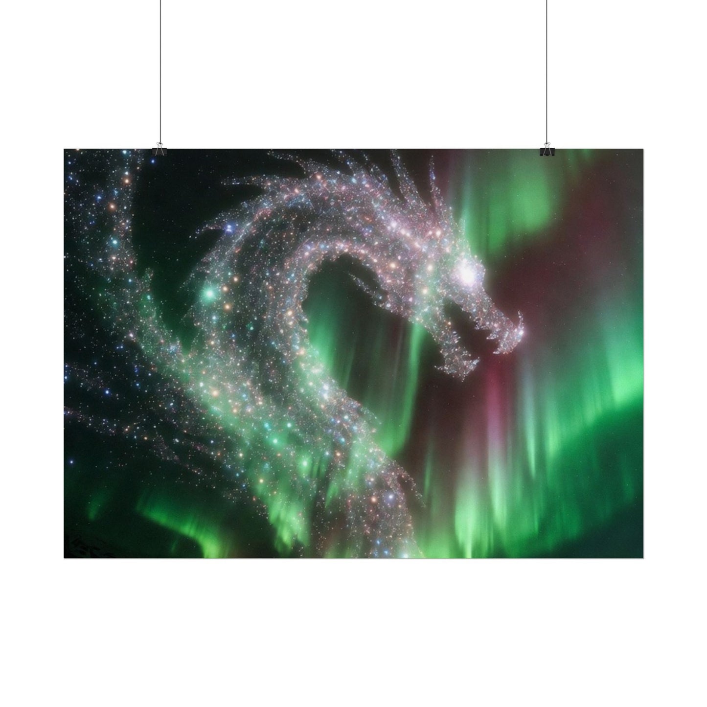 Aurora Dragon Poster — Northern Lights Fantasy Art Print