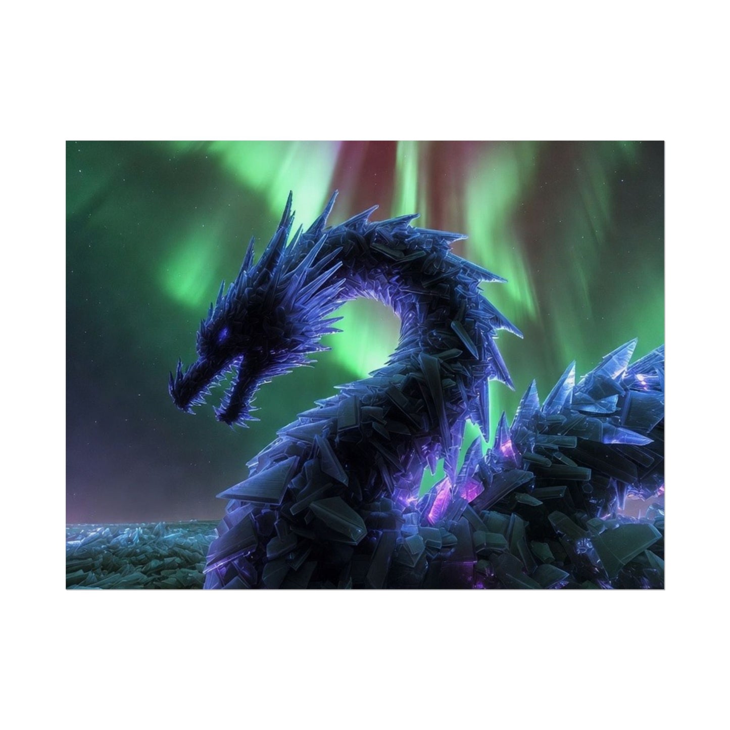 Aurora Crystal Dragon Poster — Fantasy Wall Art Print