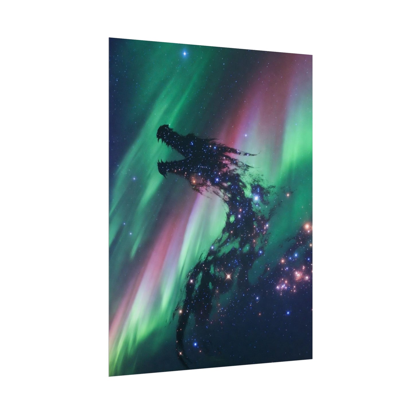 Aurora Dragon Poster — Cosmic Northern Lights Wall Art (Rolled Poster)