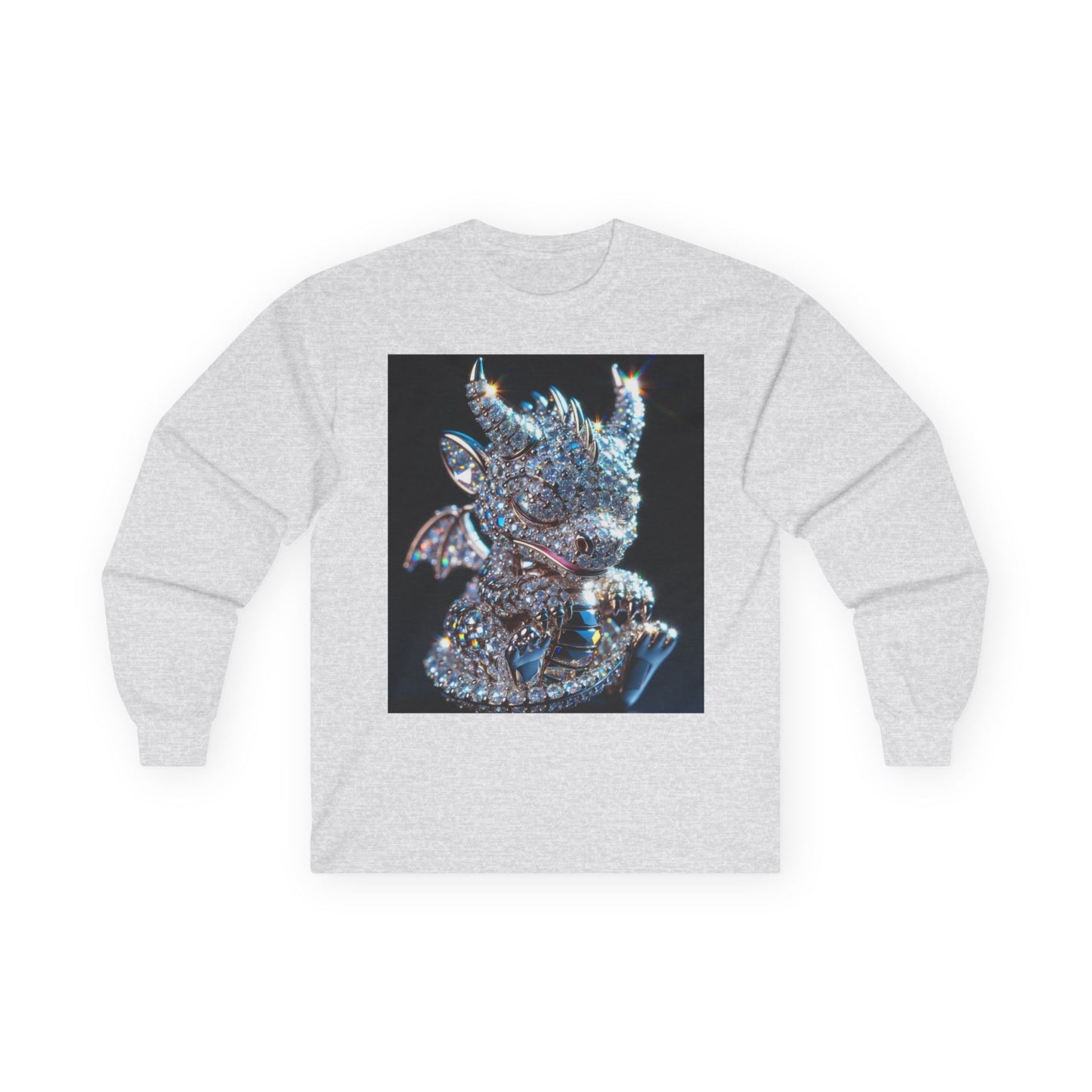 Dragon Head Long Sleeve Tee — Iridescent Fantasy Skull Graphic