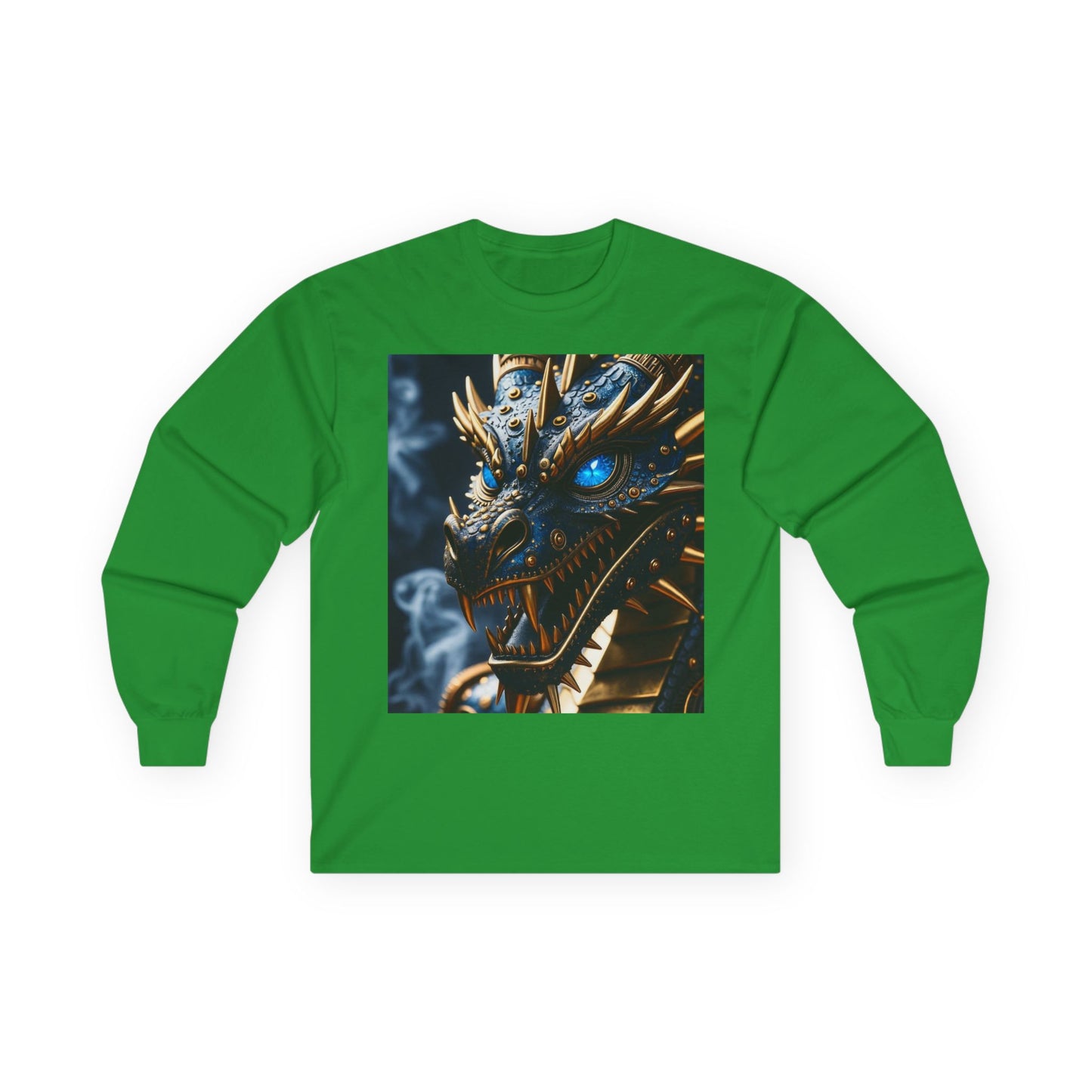 Dragon Graphic Long Sleeve Tee — Blue Eye Fantasy Dragon Shirt