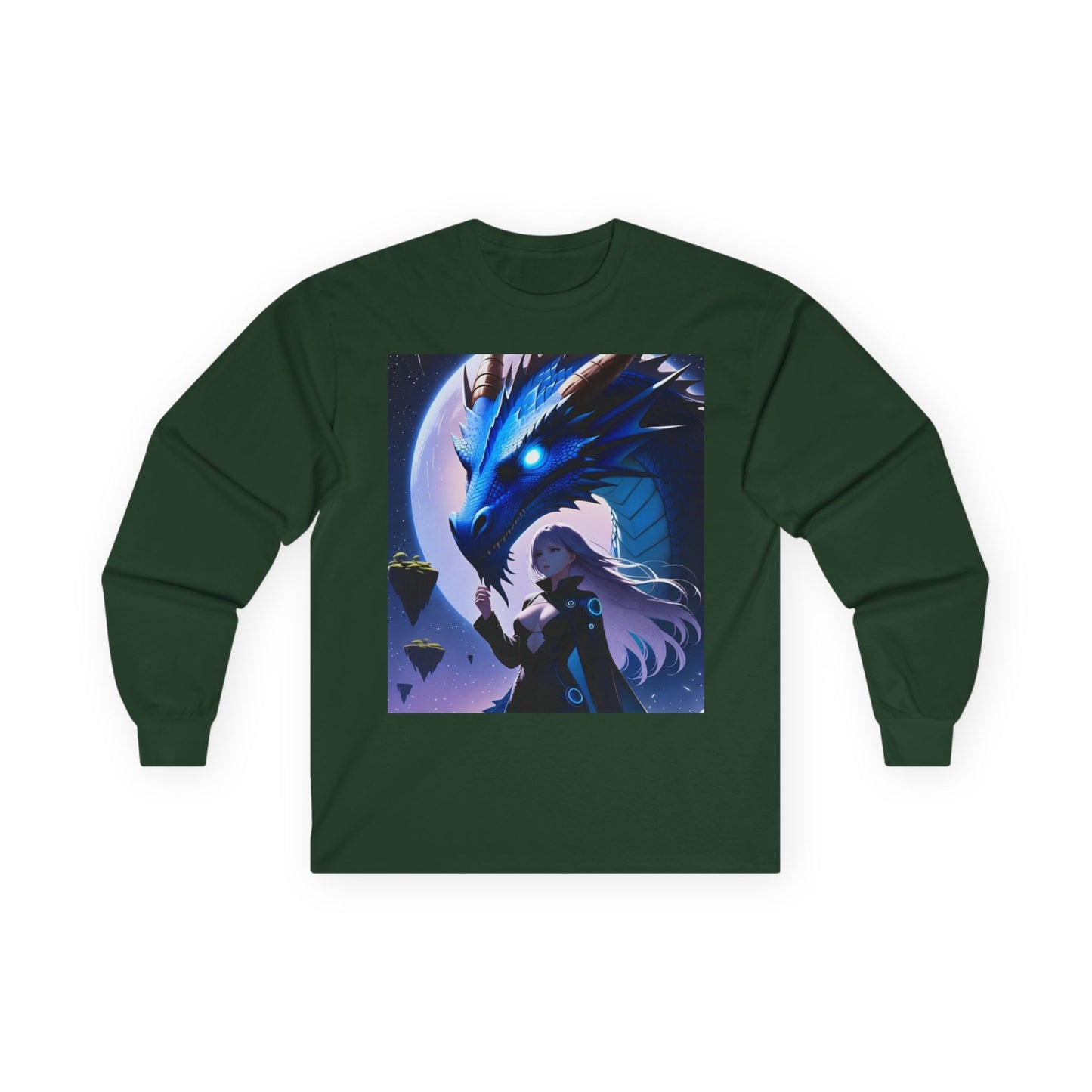 Dragon Whisperer Long Sleeve Tee — Fantasy Blue Dragon Illustration