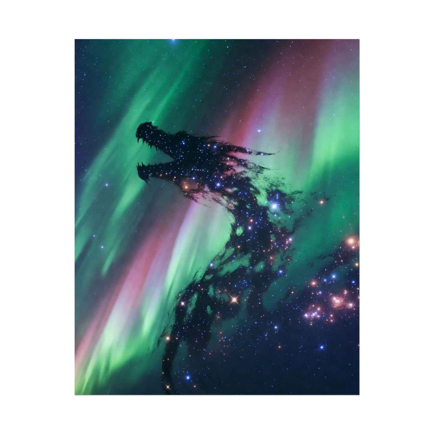 Aurora Dragon Poster — Cosmic Northern Lights Wall Art (Rolled Poster)